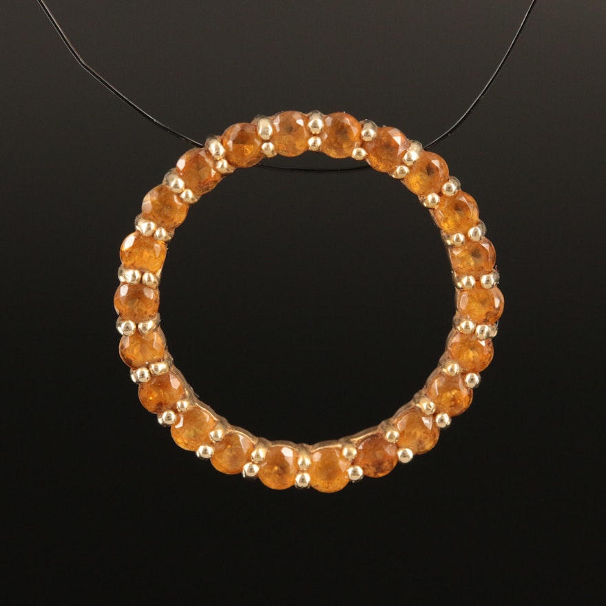 10K Citrine Circle Pendant