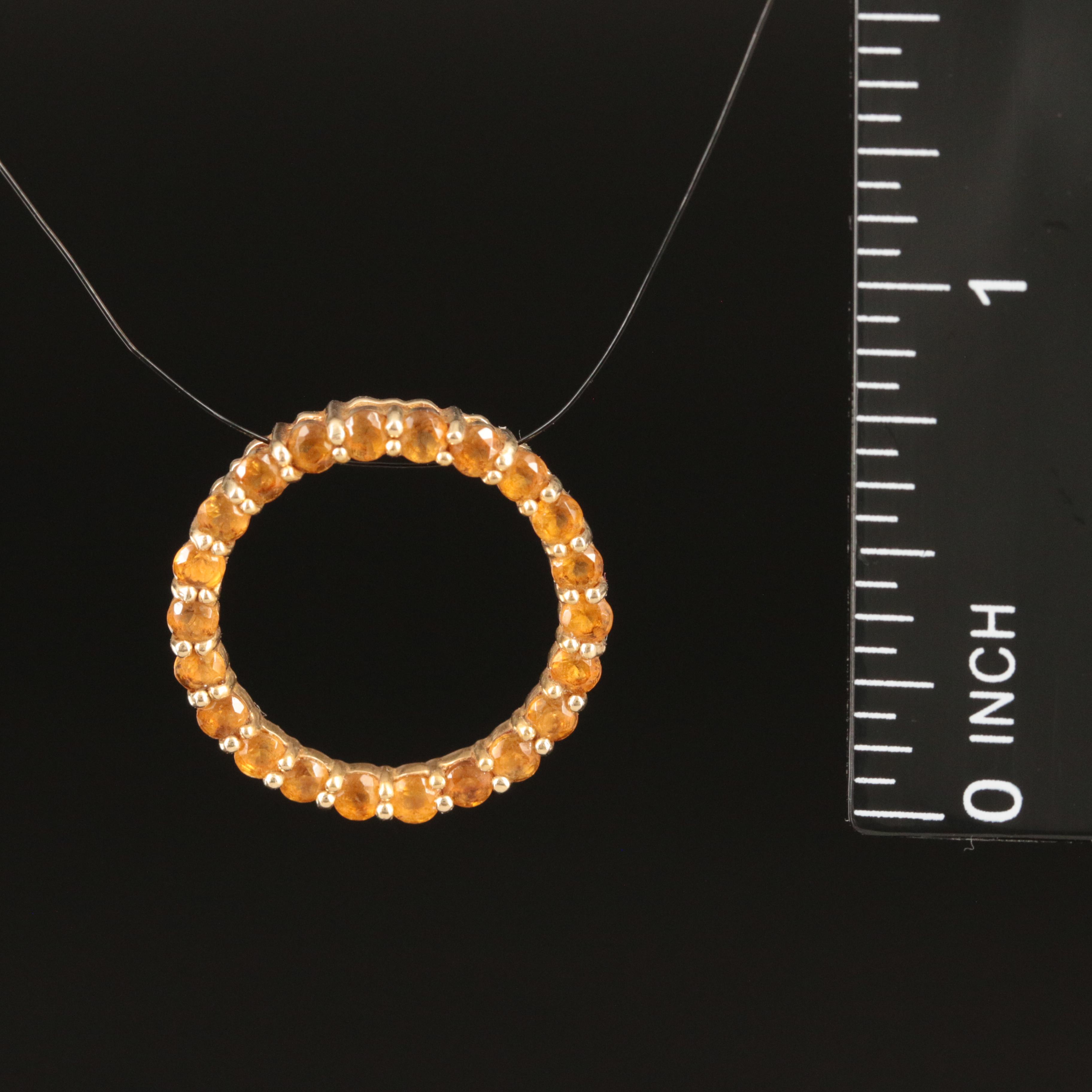 10K Citrine Circle Pendant