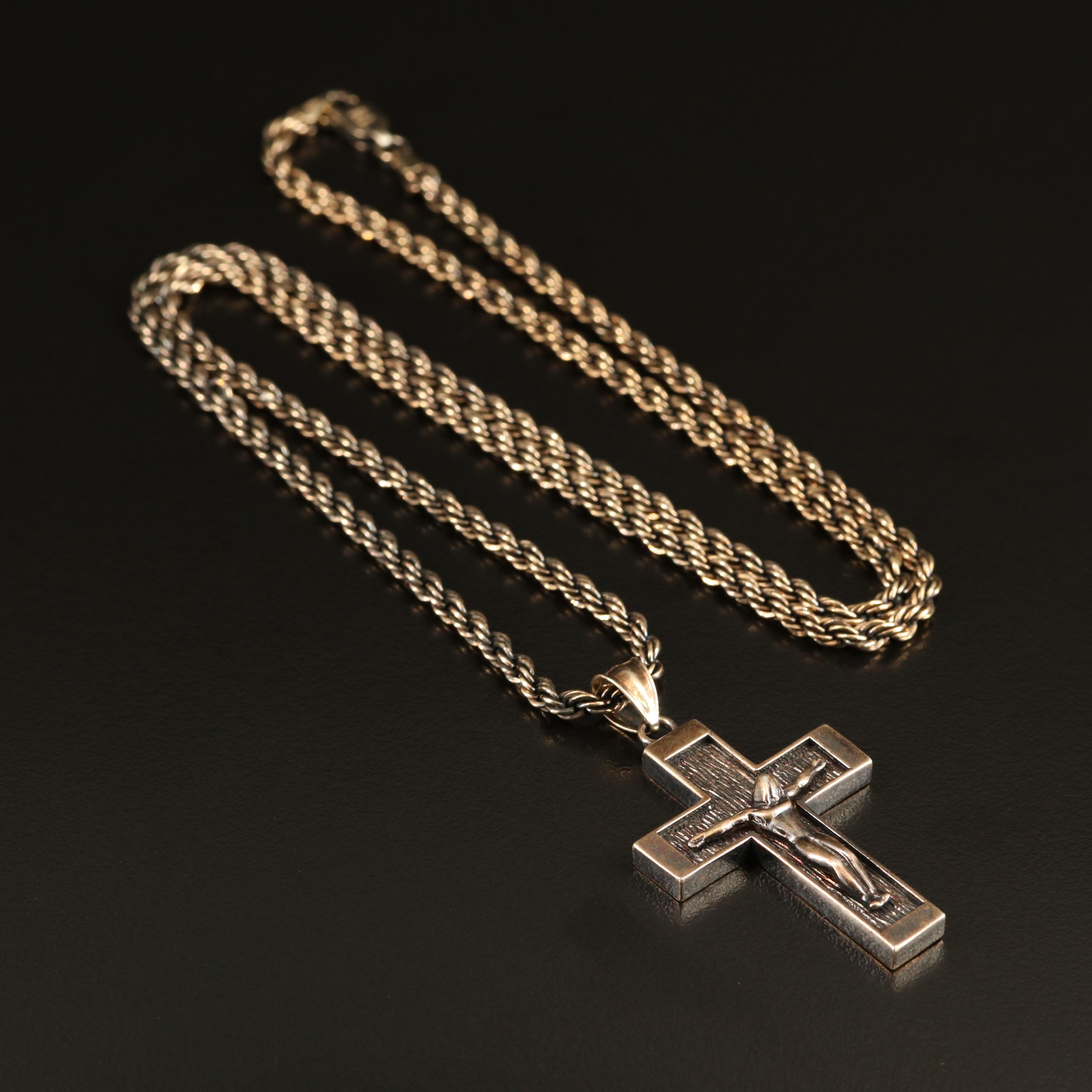 Sterling Crucifix Pendant Necklace