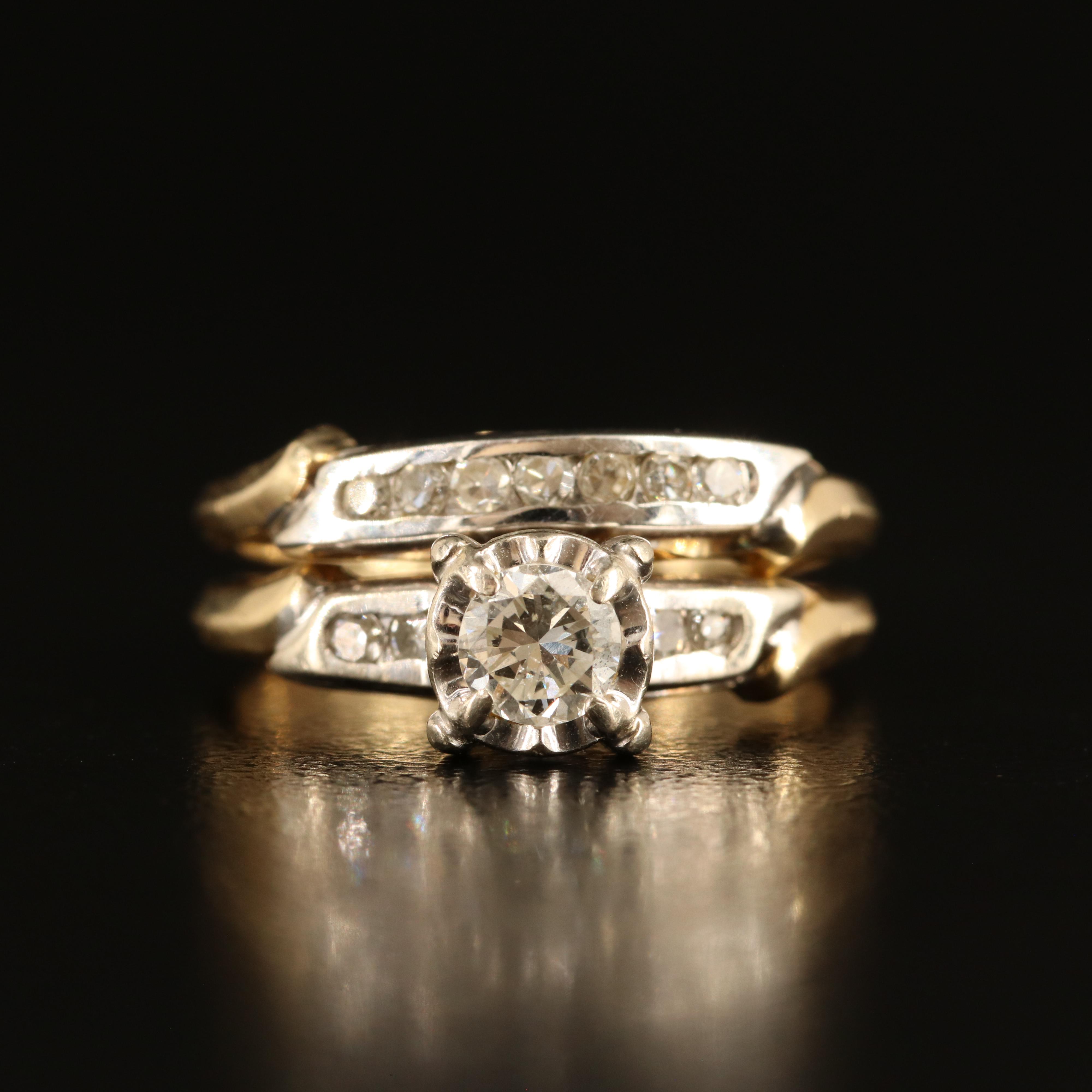 Vintage 14K 0.41 CTW Diamond Ring Set