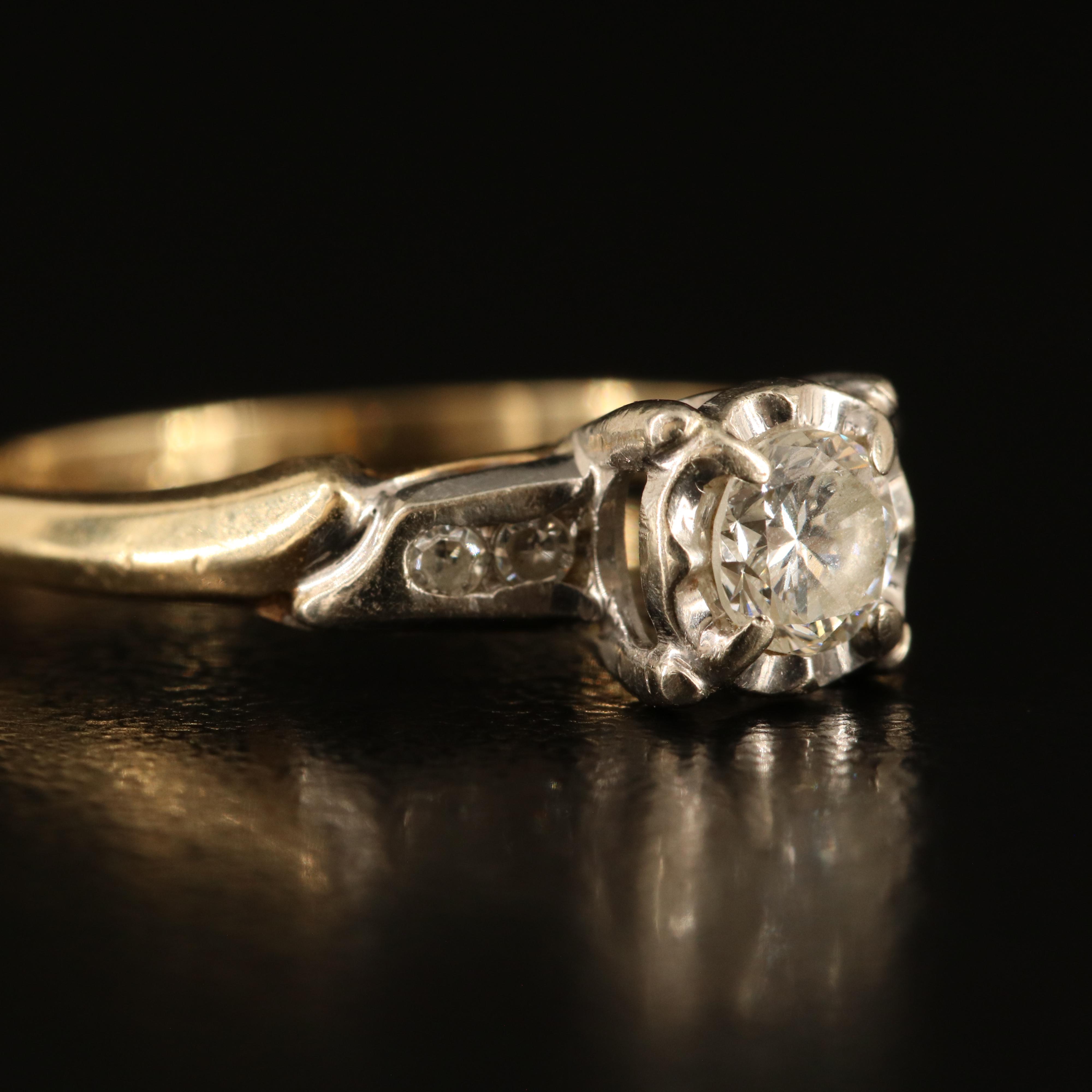 Vintage 14K 0.41 CTW Diamond Ring Set