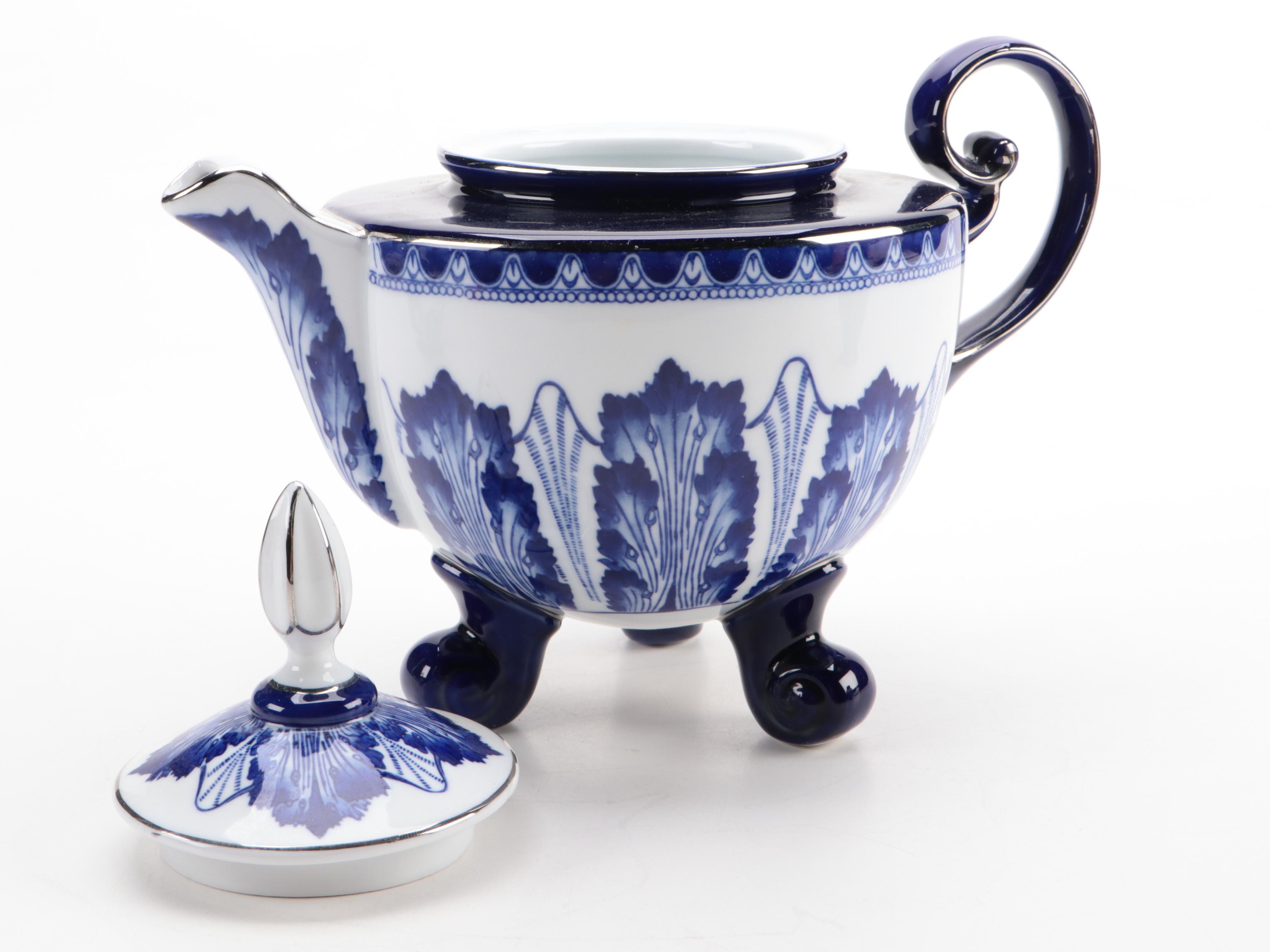 Bombay Company Cobalt Blue and White Ceramic Tea Set