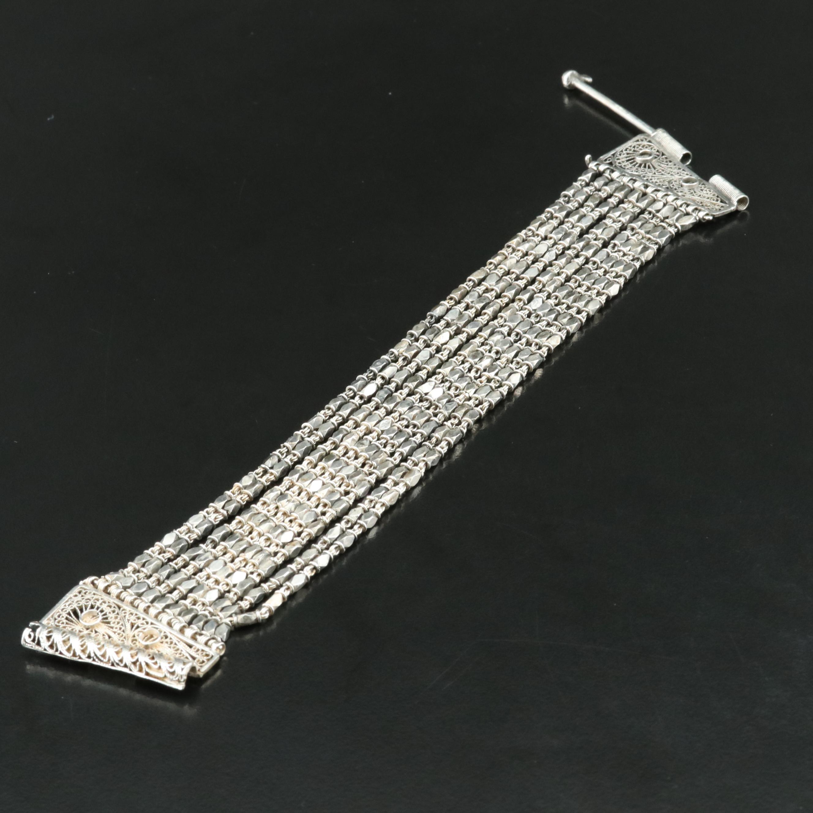 Sterling Multi-Strand Bracelet with Filigree Clasp