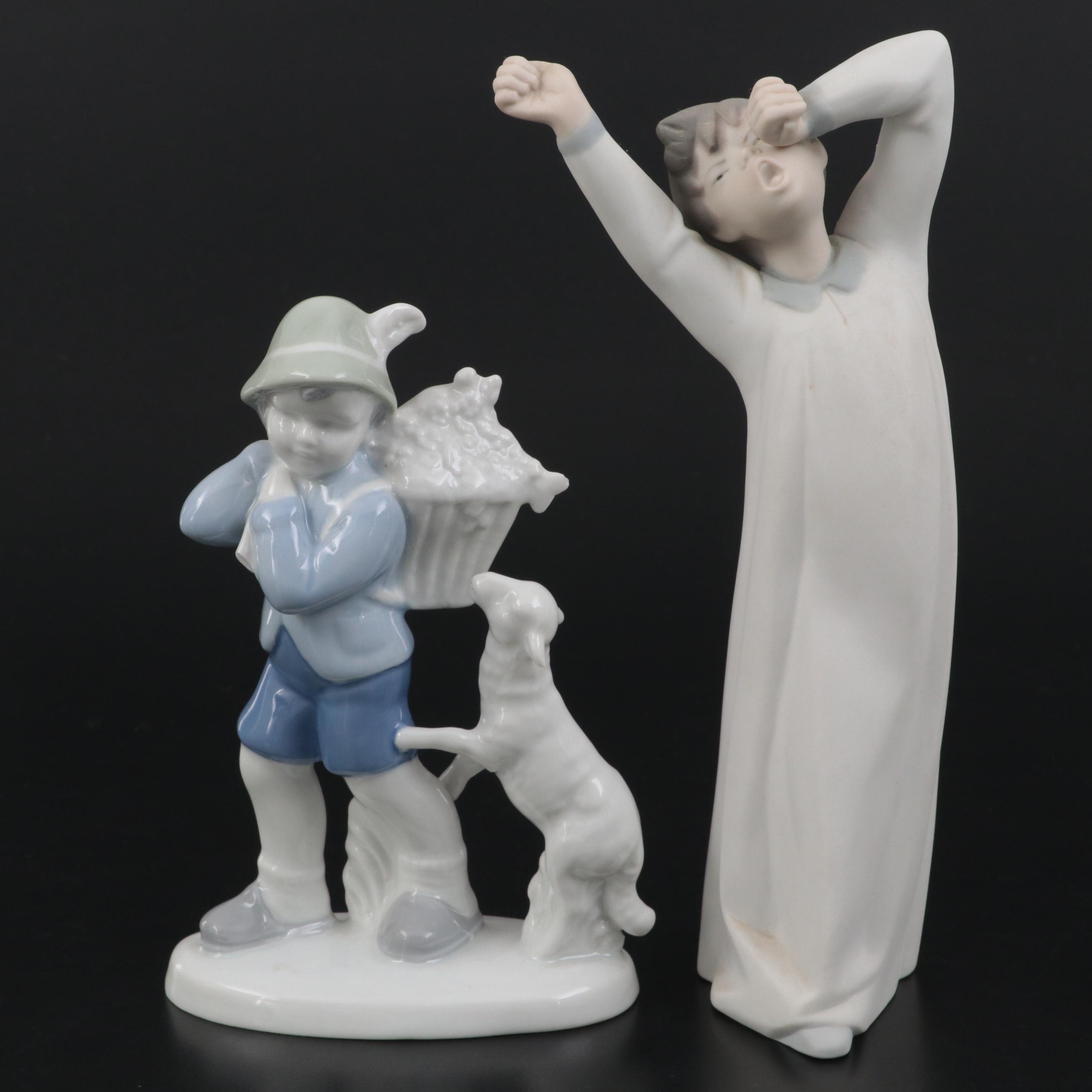Lladró and Other Porcelain Figurine with Royal Copenhagen Plaquette