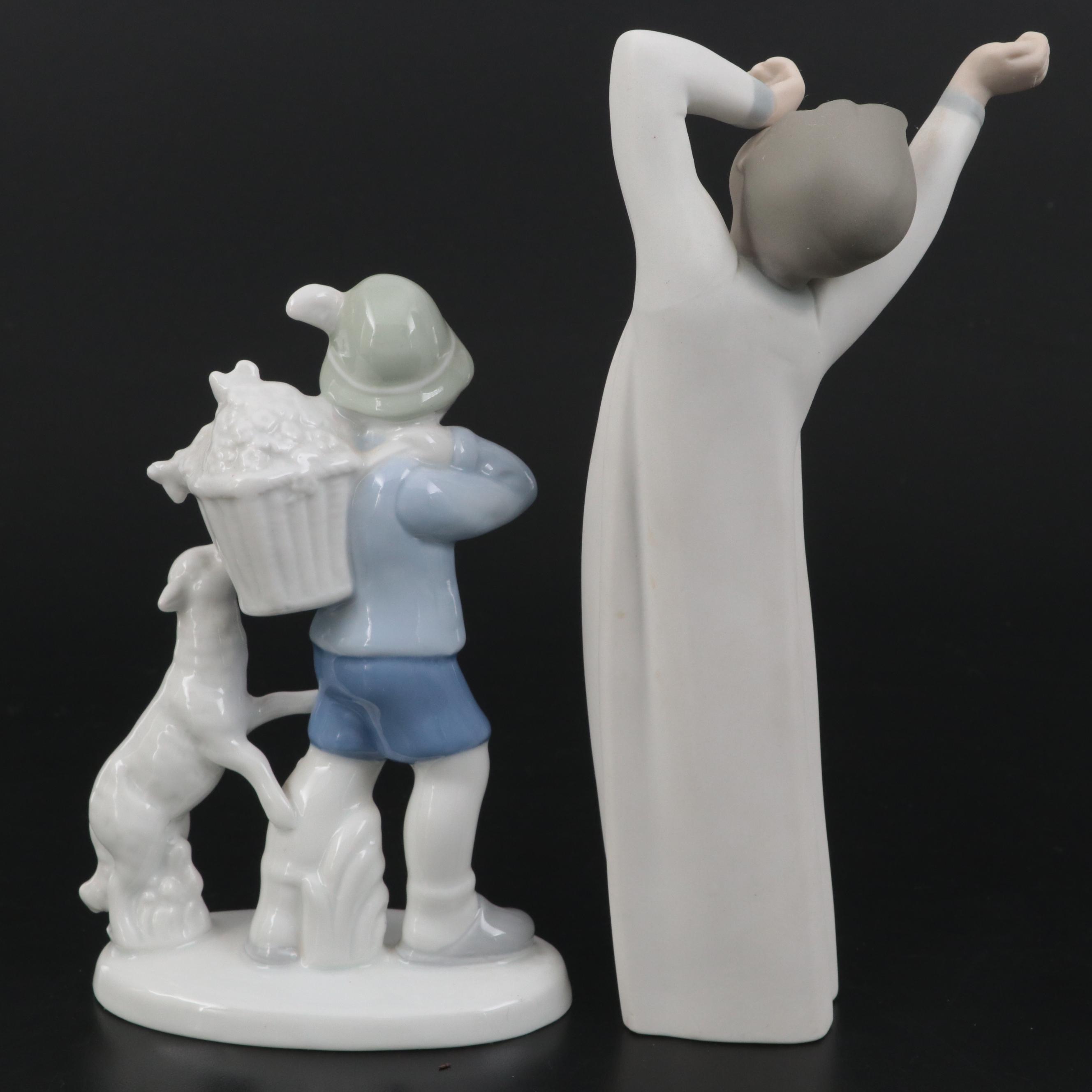 Lladró and Other Porcelain Figurine with Royal Copenhagen Plaquette