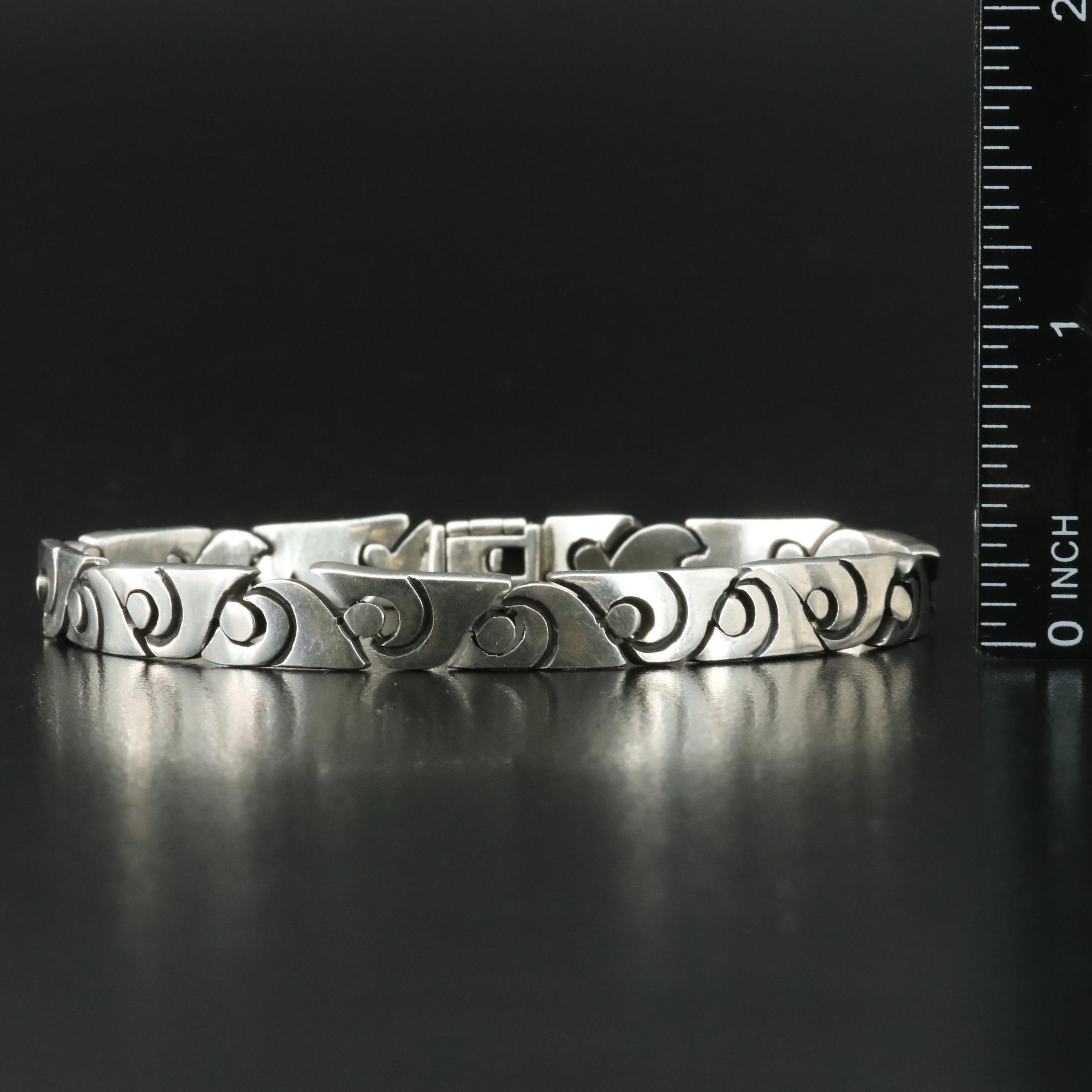 Taxco Sterling Patterened Bracelet