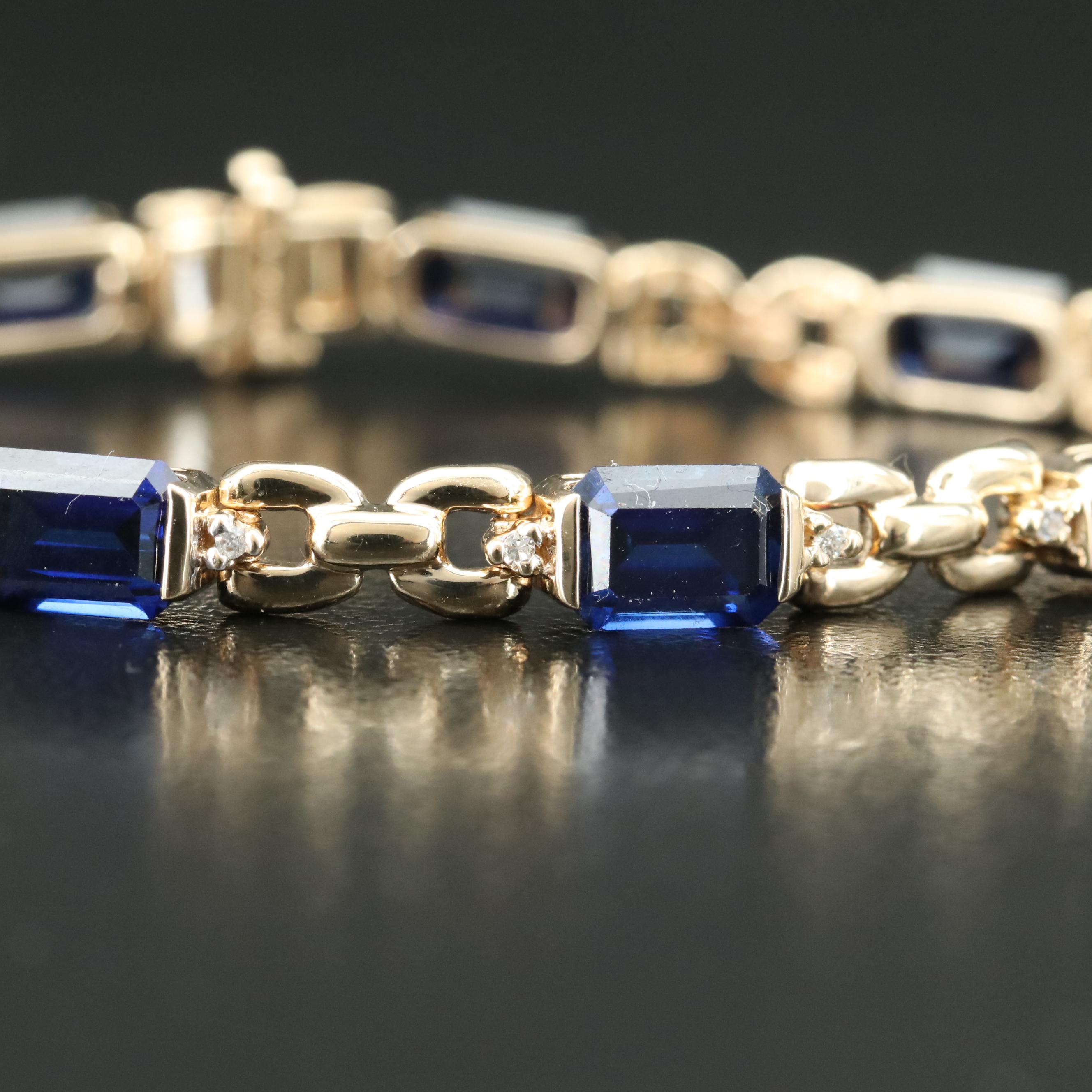 10K Sapphire and Diamond Bracelet