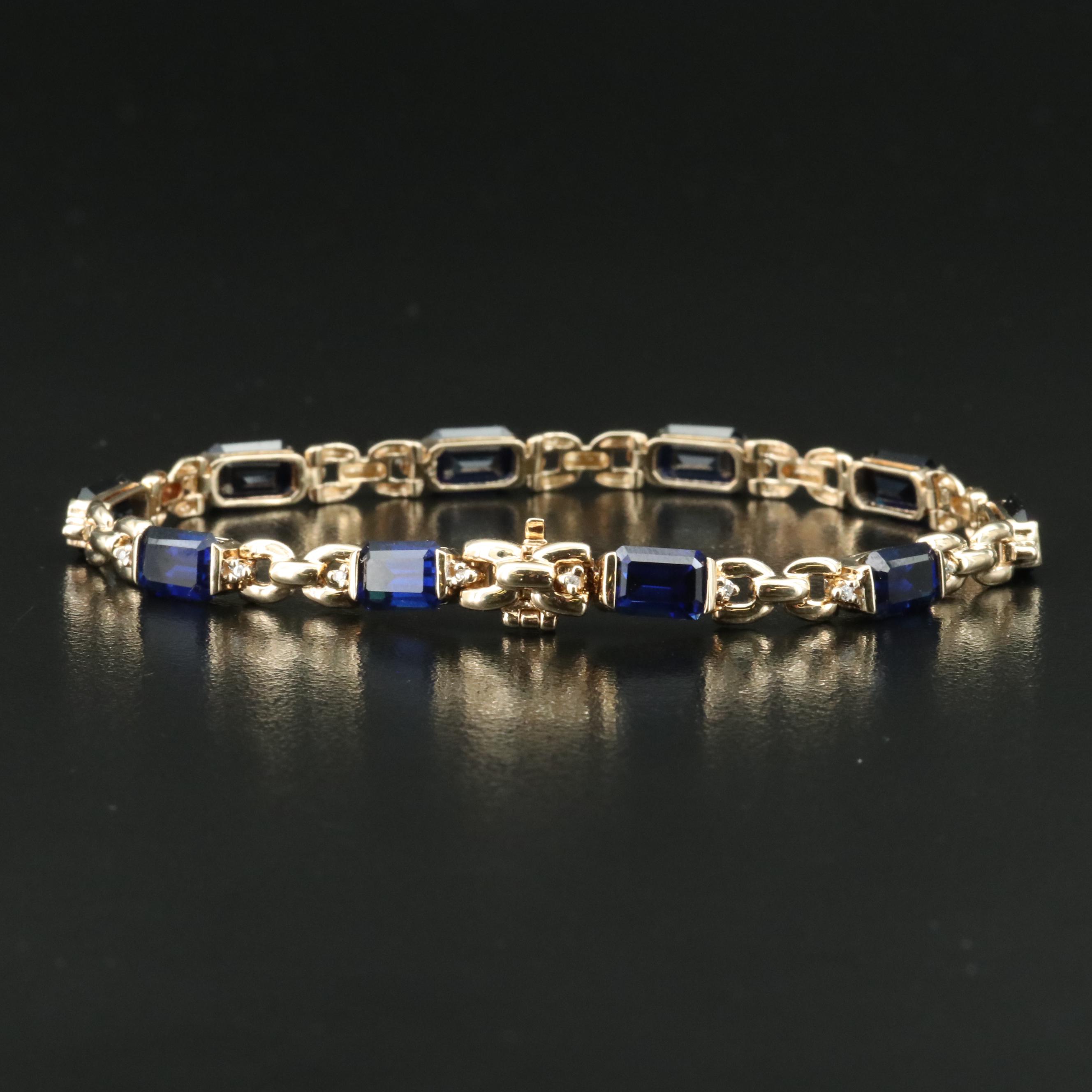 10K Sapphire and Diamond Bracelet