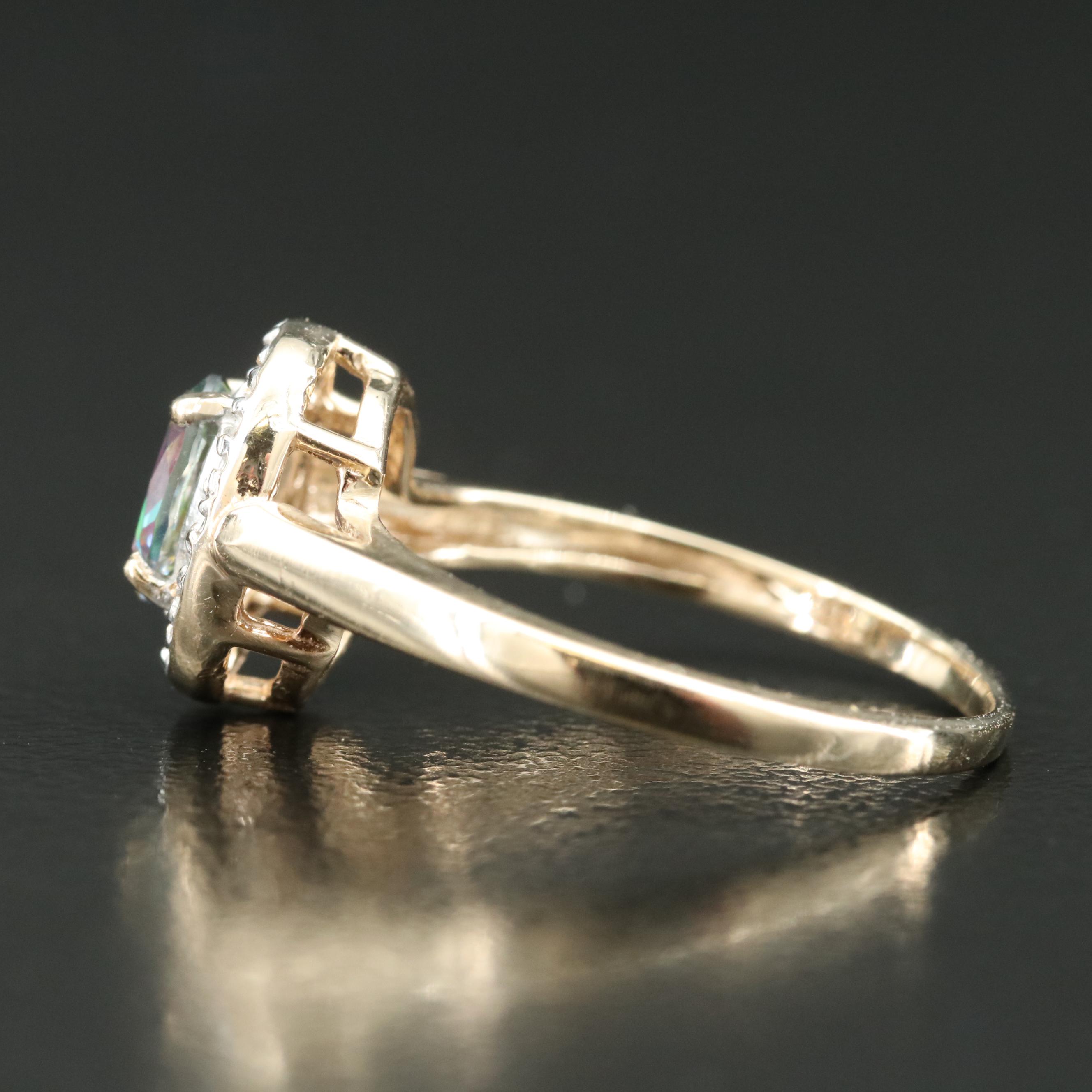 10K Mystic Topaz and Diamond Ring