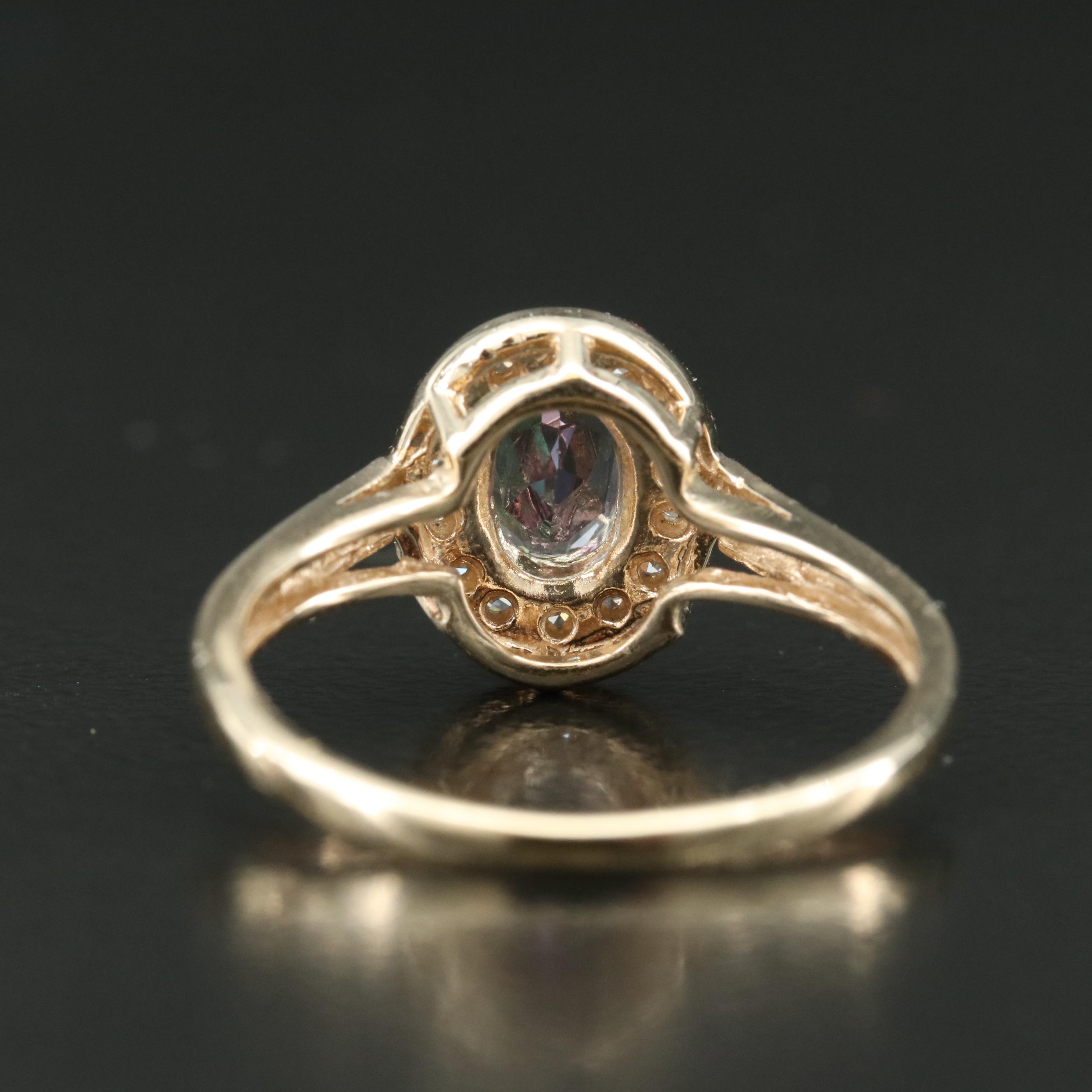 10K Mystic Topaz and Diamond Ring