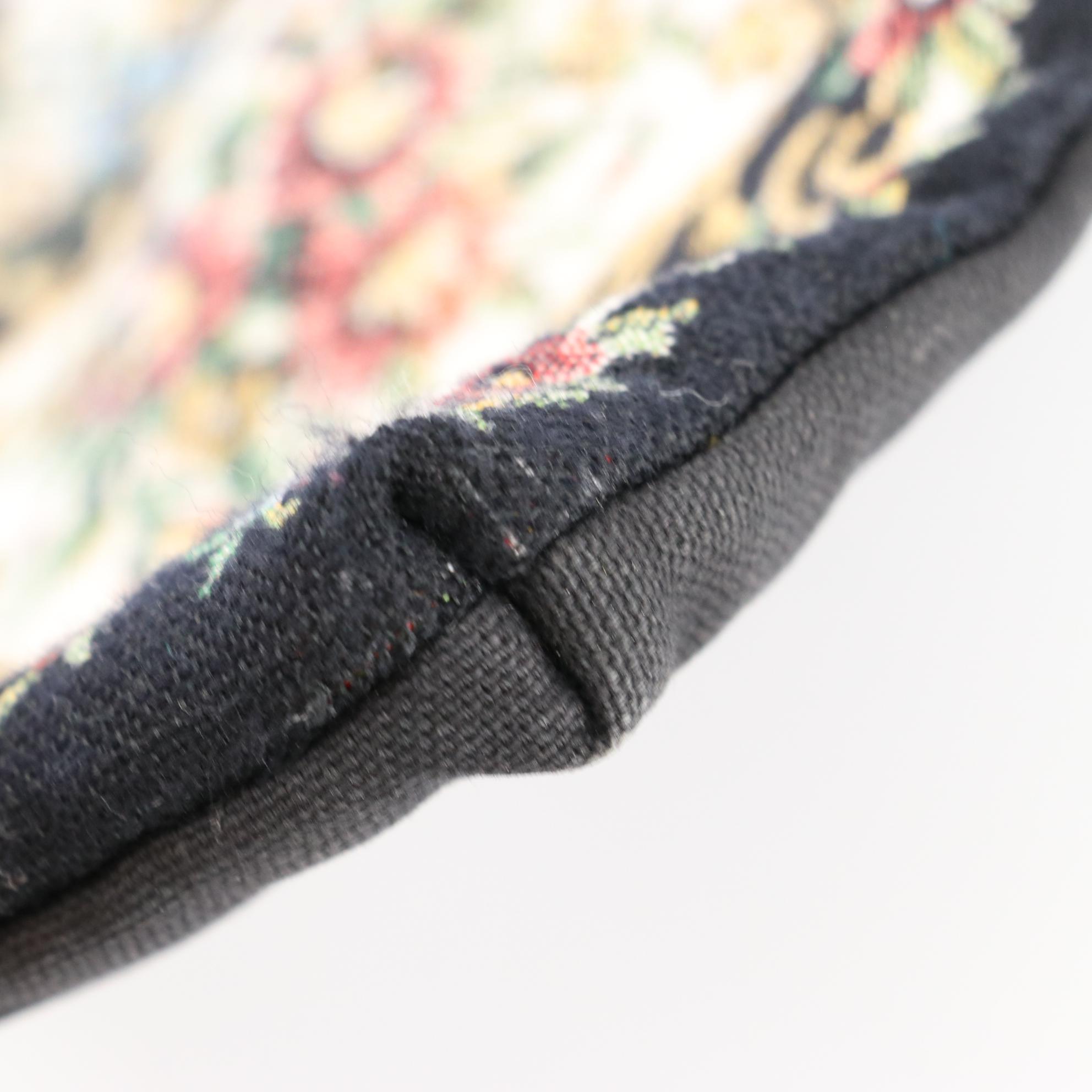 Small Kisslock Frame Purse Duo in Black and Floral Tapestry