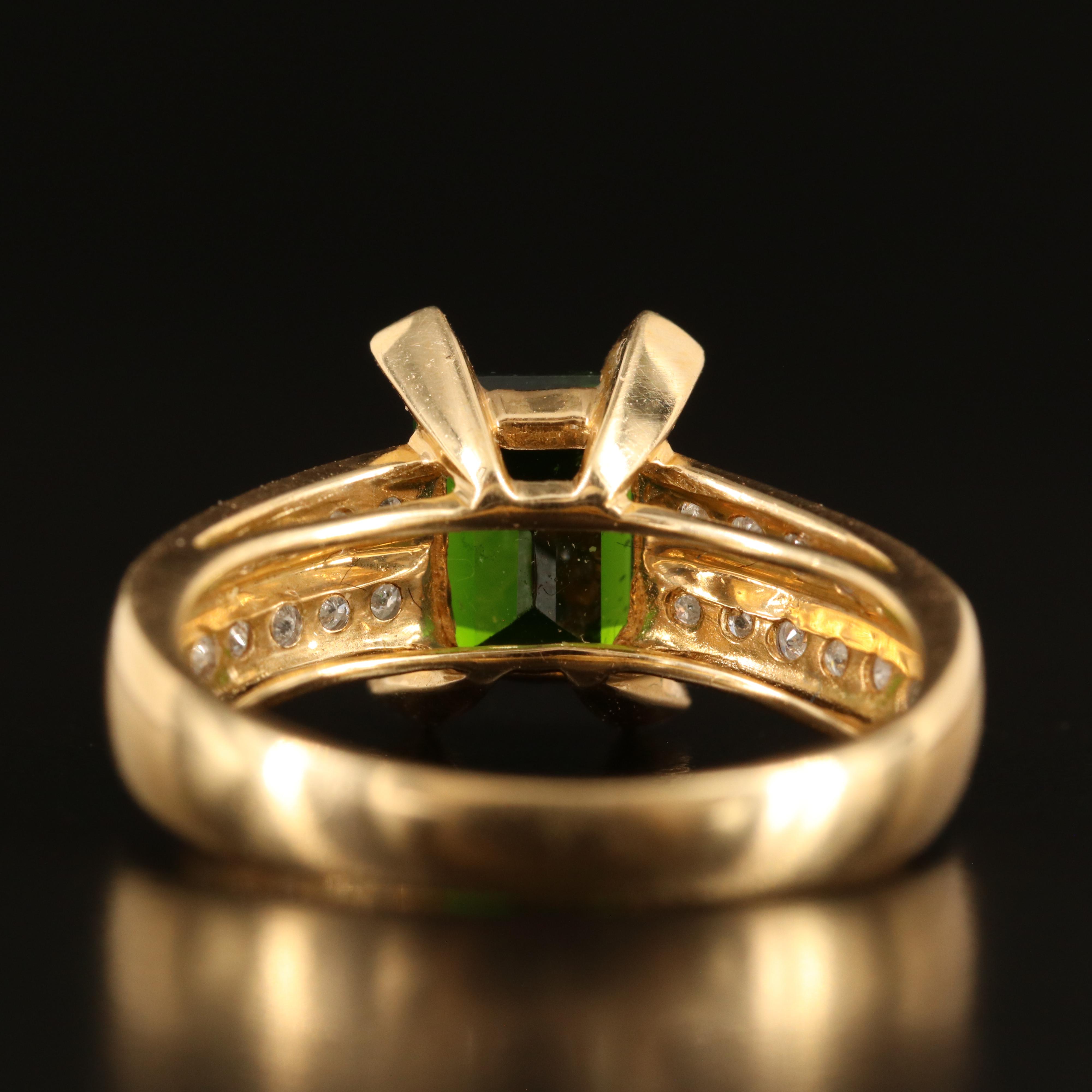 14K Diopside and Diamond Ring