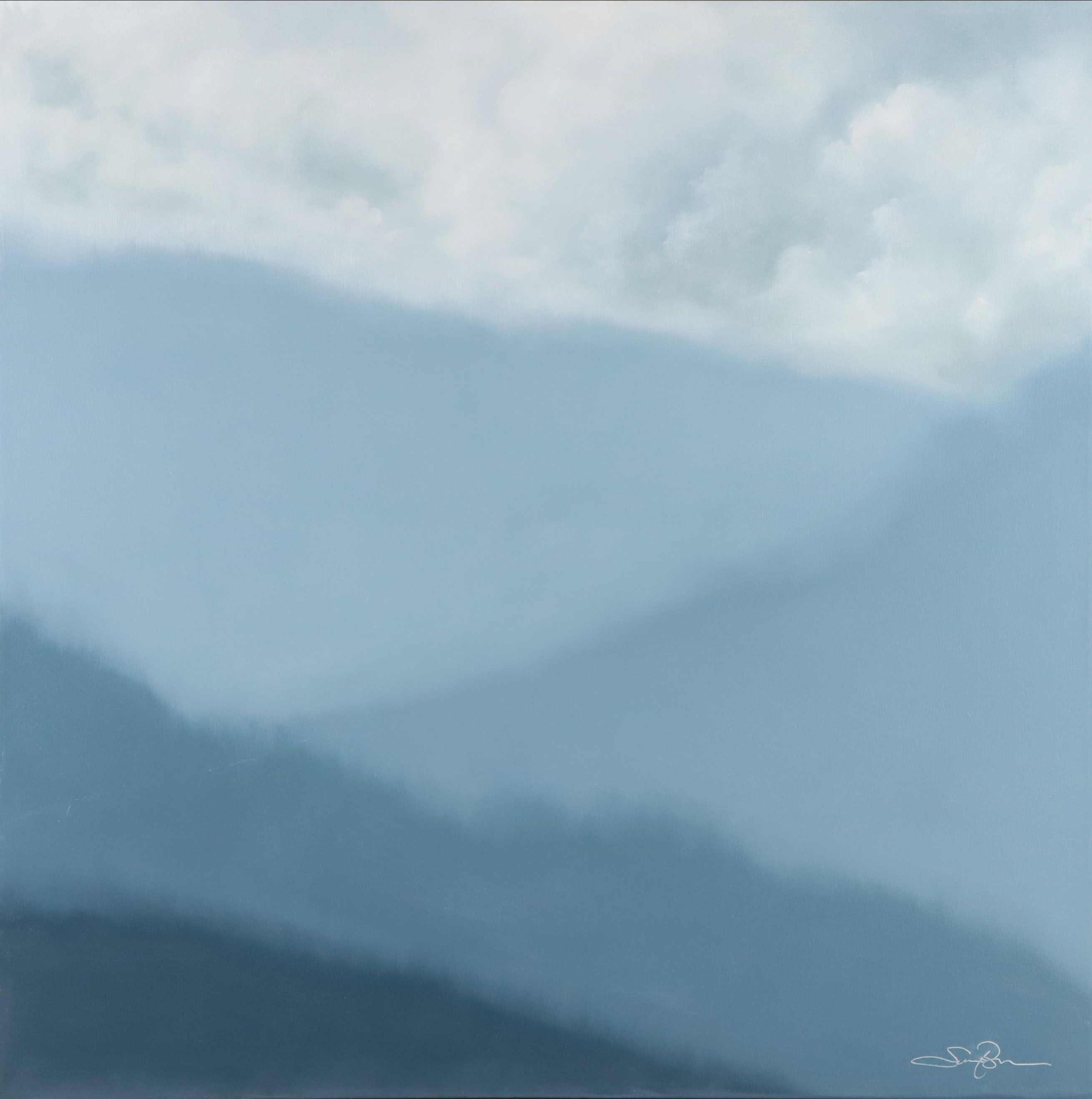 Sarah Brown Skyscape Oil Painting "Mountain Range," 21st Century