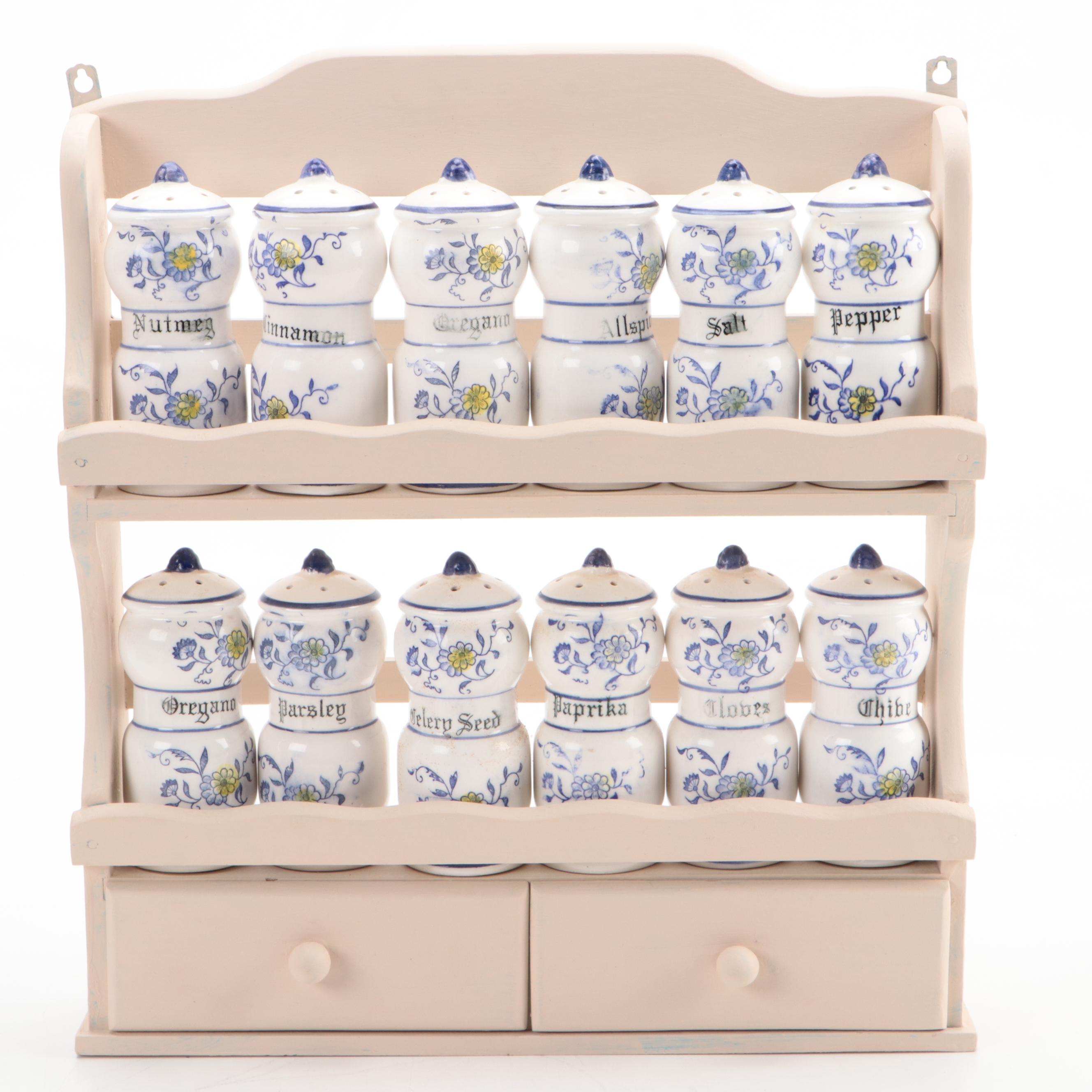 Blue Onion Porcelain Spice Jars and Table Accessories with Blue Ceramic Ware