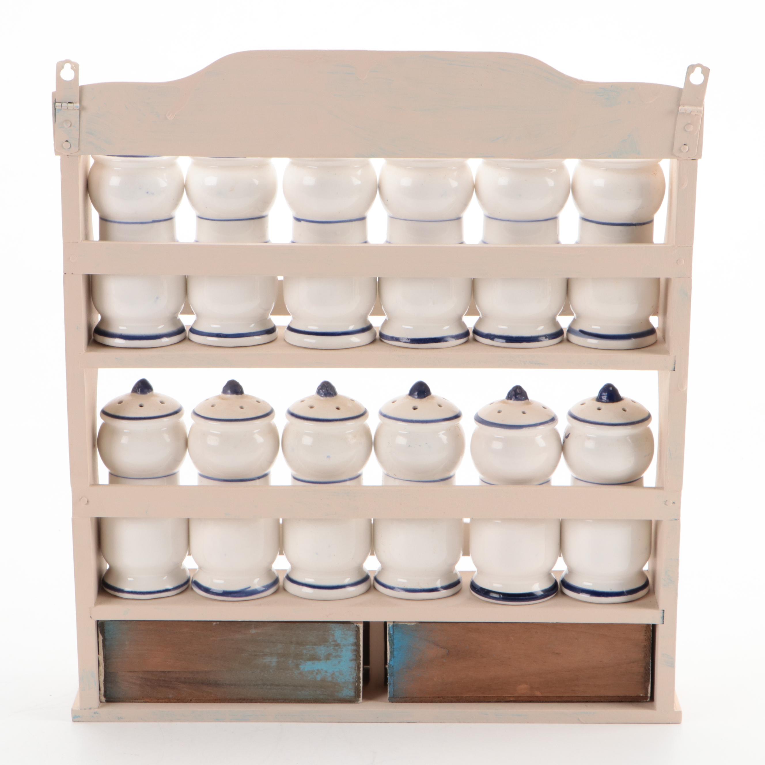 Blue Onion Porcelain Spice Jars and Table Accessories with Blue Ceramic Ware