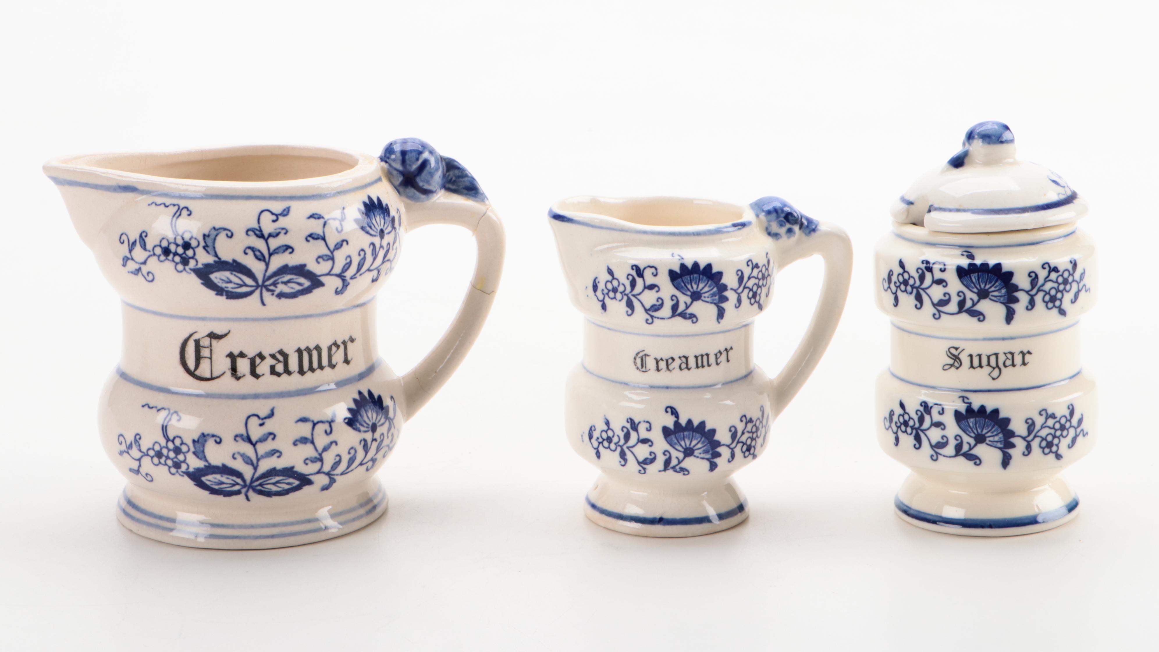 Blue Onion Porcelain Spice Jars and Table Accessories with Blue Ceramic Ware