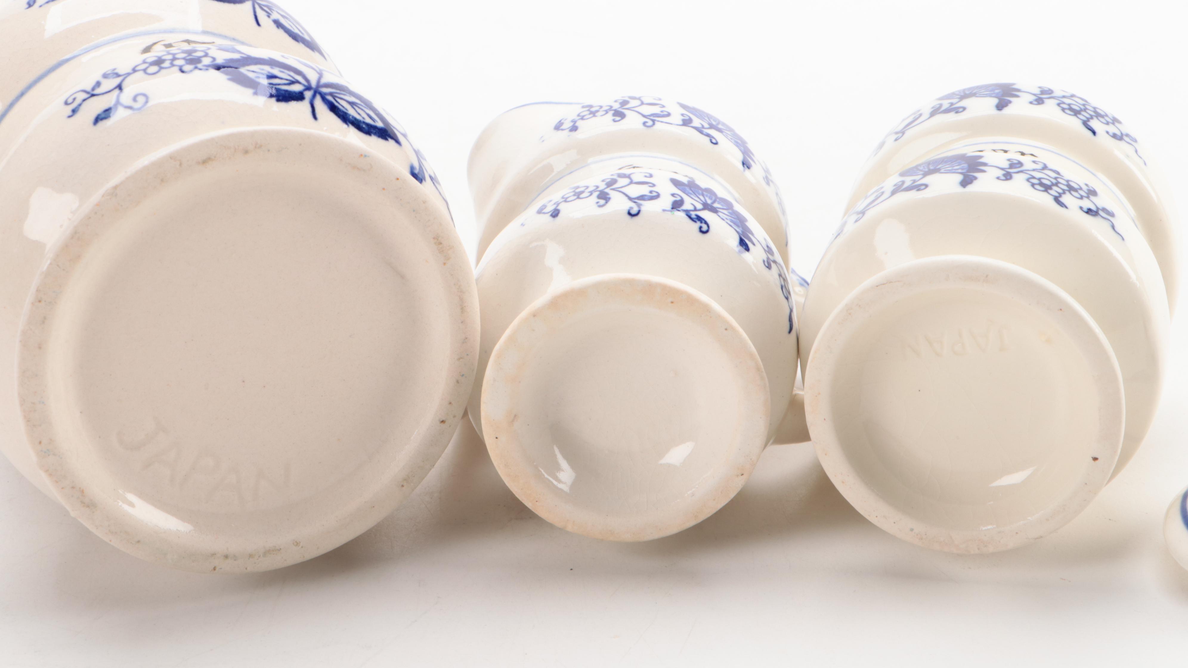 Blue Onion Porcelain Spice Jars and Table Accessories with Blue Ceramic Ware