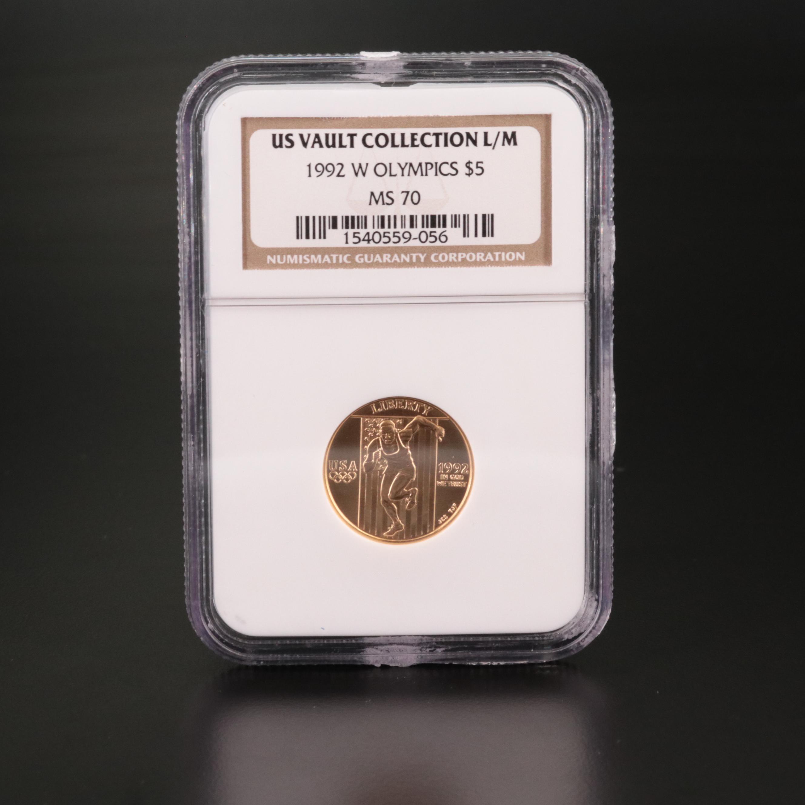NGC Graded MS70 1992-W Olympics $5 Gold Commemorative Coin