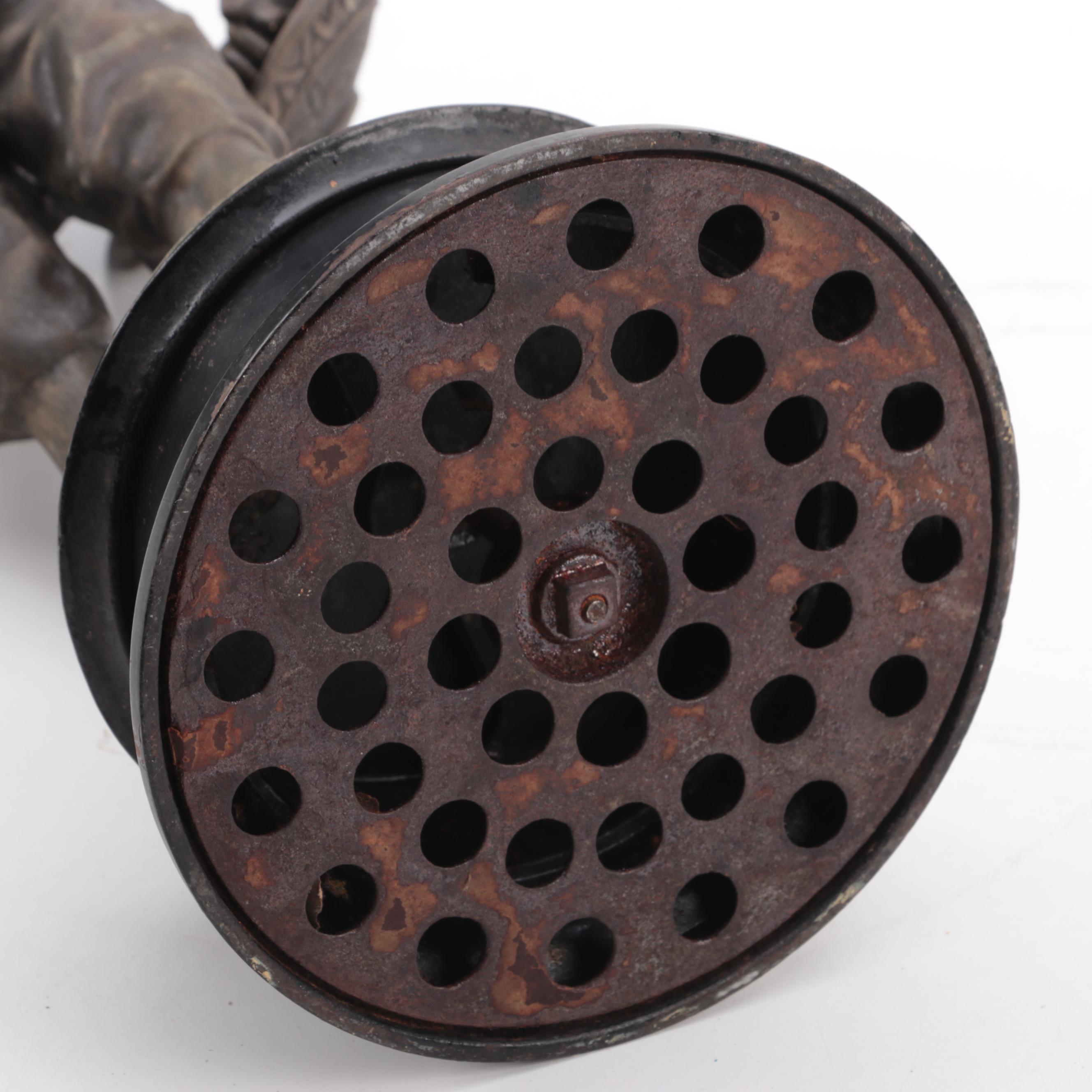 Cast Metal Sculpture of a Warrior Woth Shield and Weapon