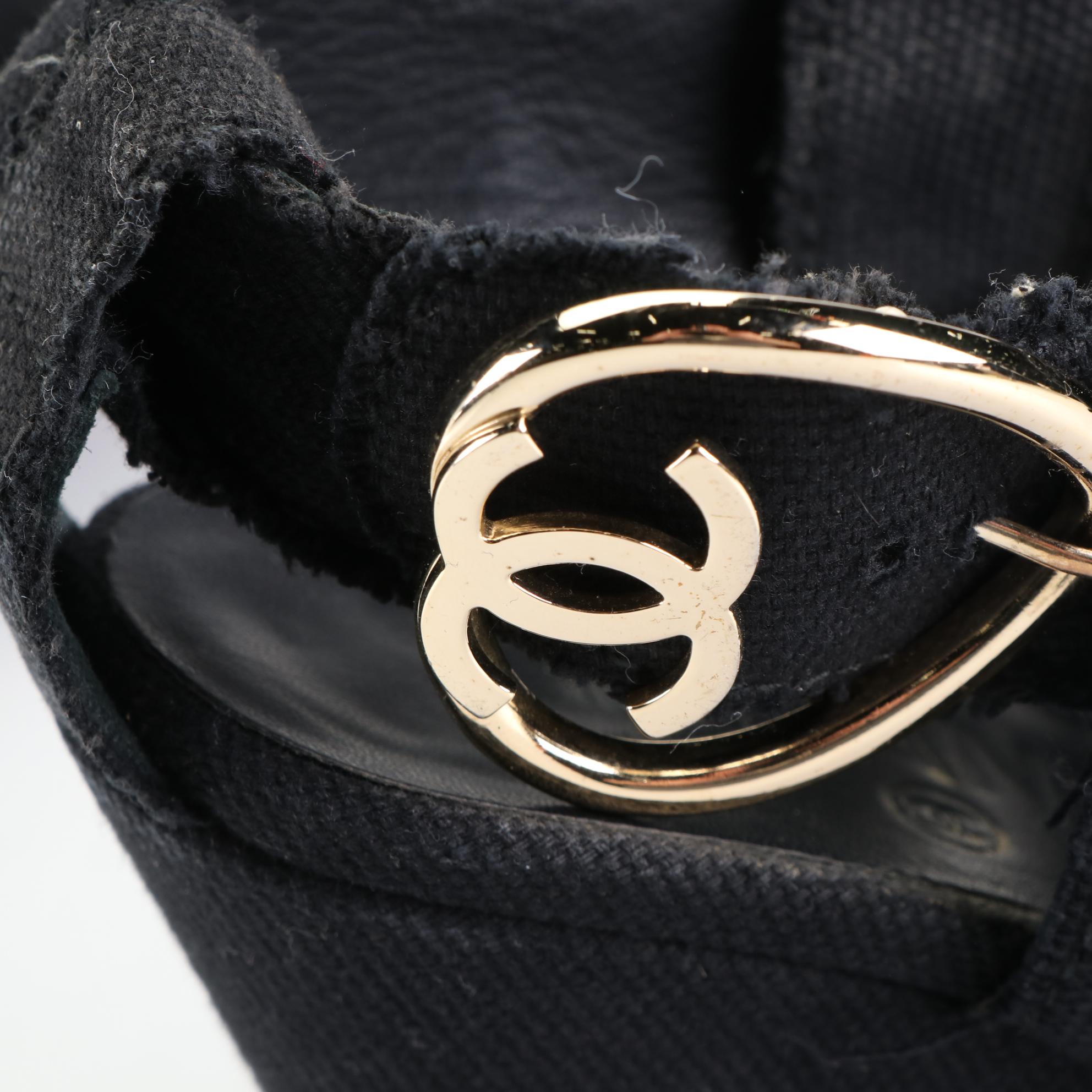 Chanel Canvas Wedge Sandals