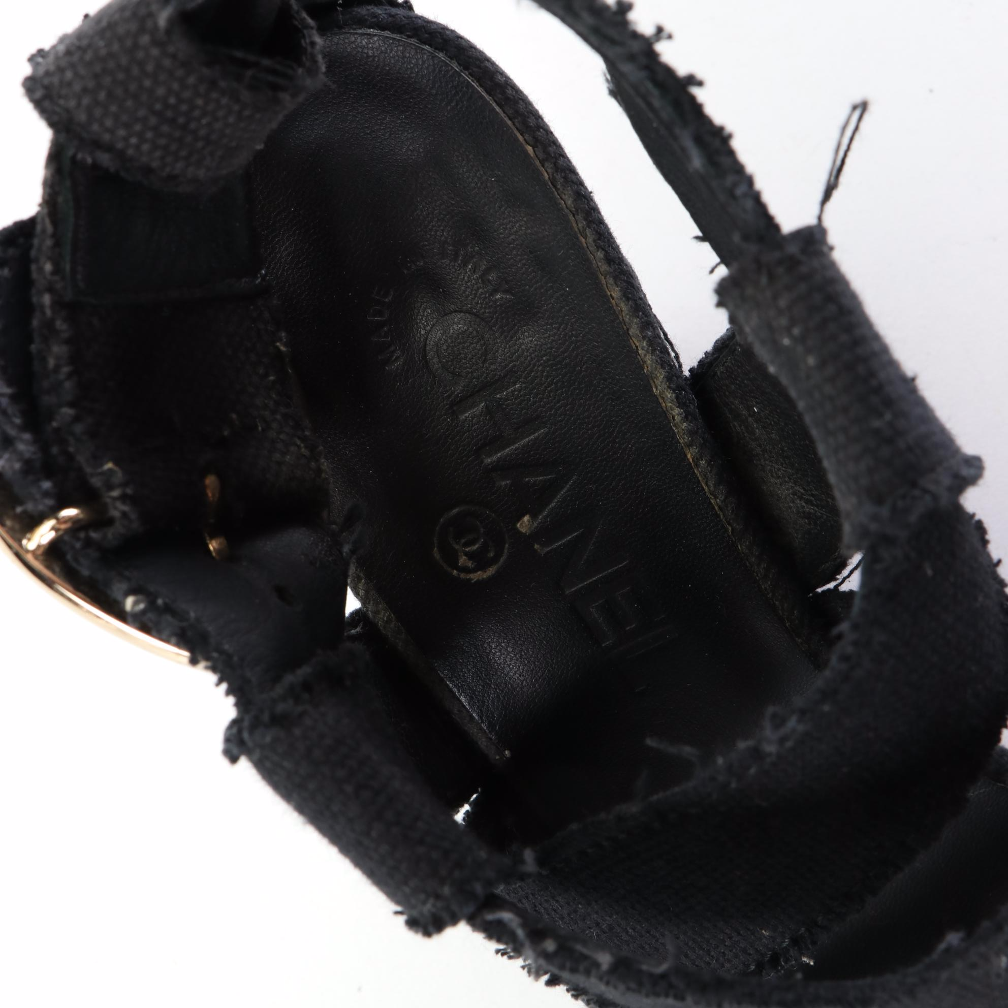 Chanel Canvas Wedge Sandals