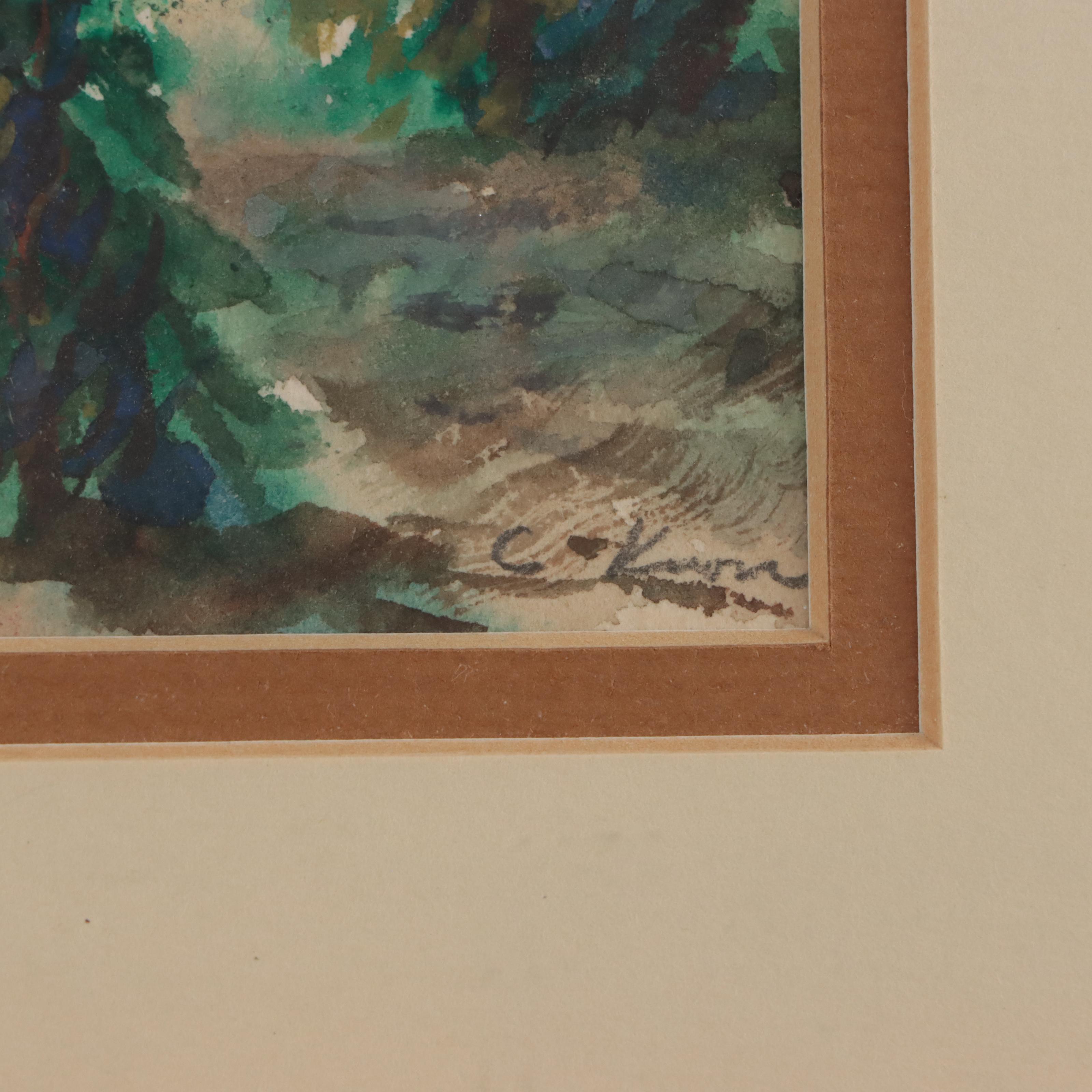 Landscape Watercolor Painting, Late 20th Century