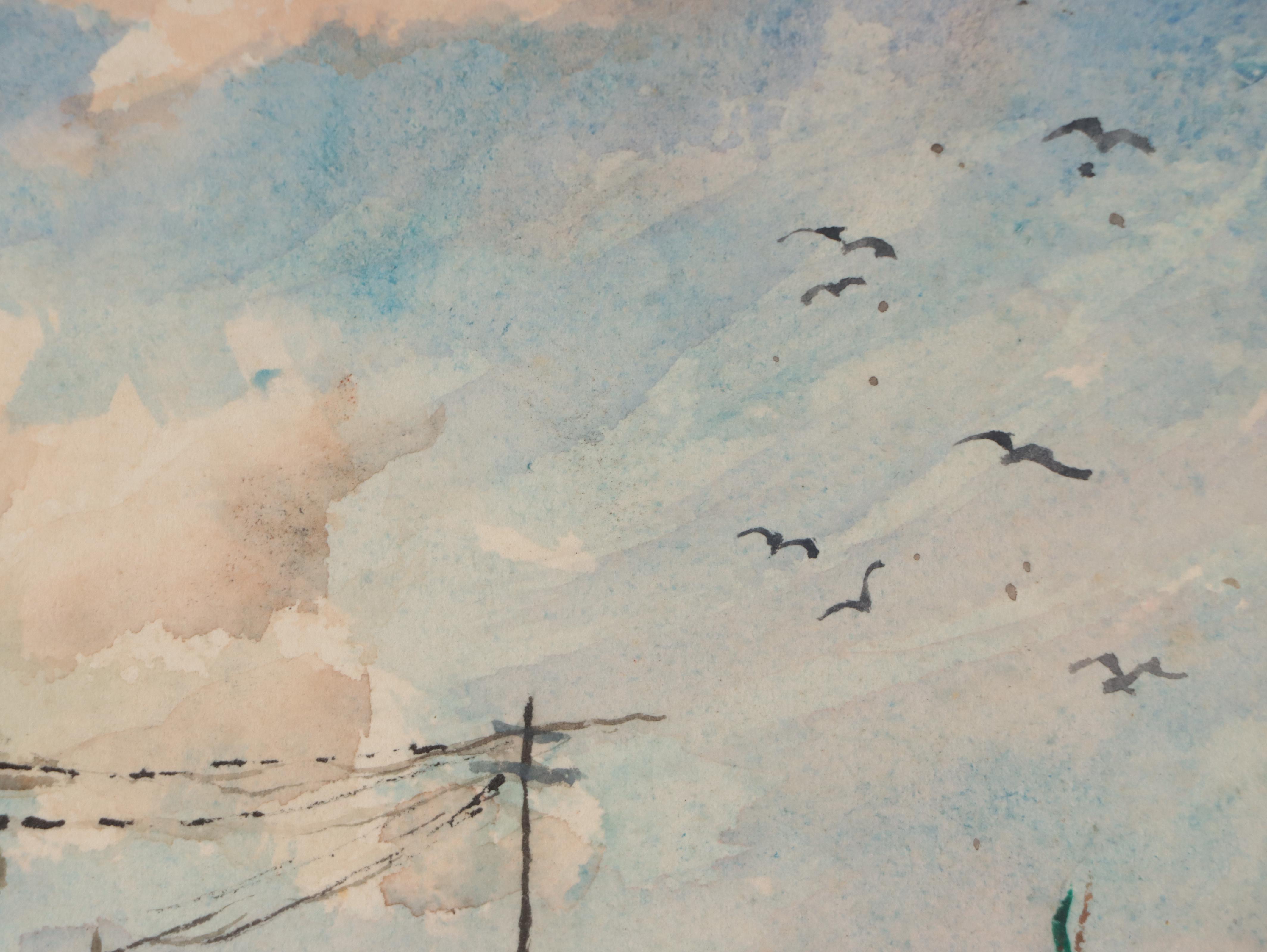 Landscape Watercolor Painting, Late 20th Century