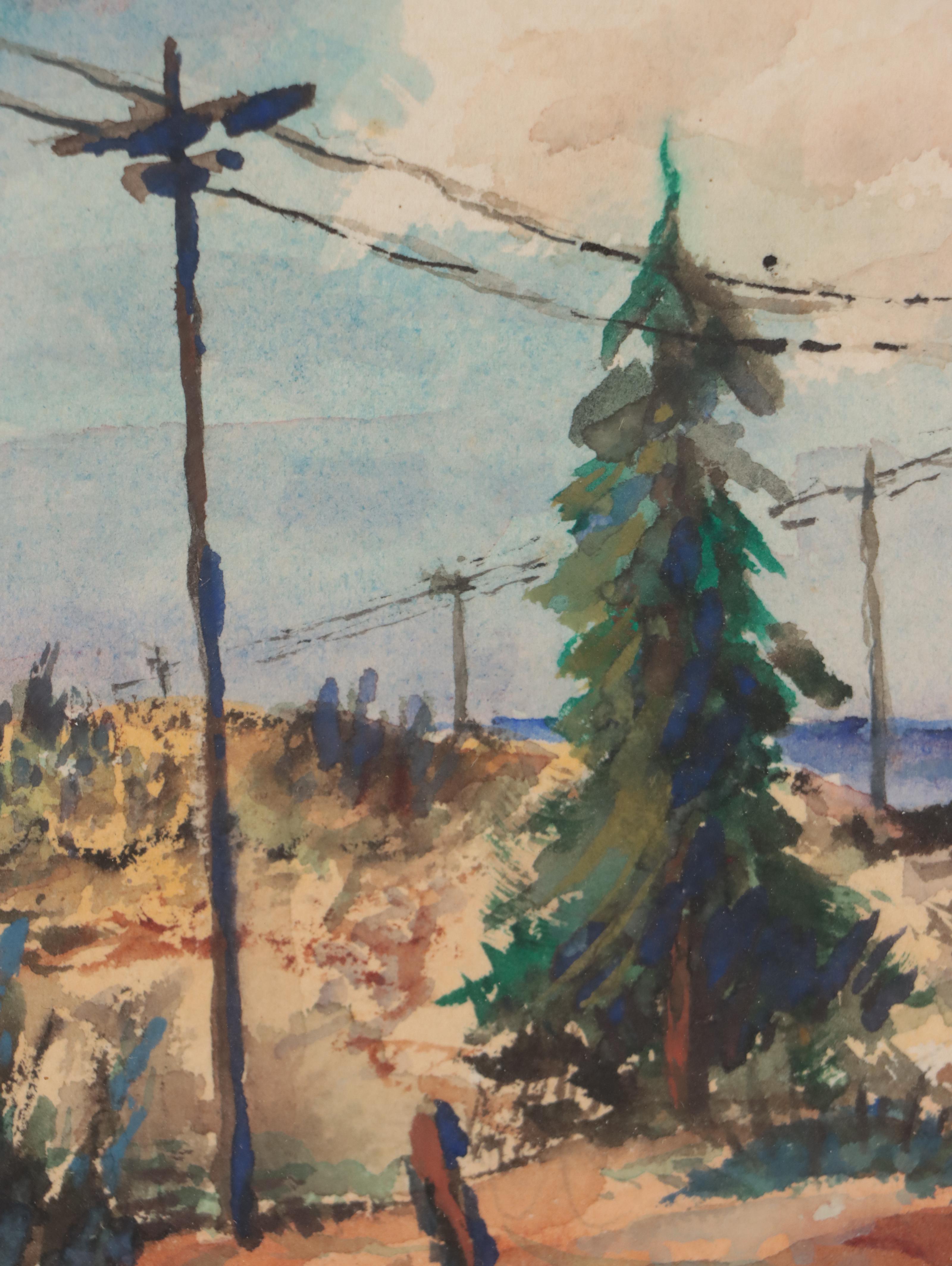 Landscape Watercolor Painting, Late 20th Century