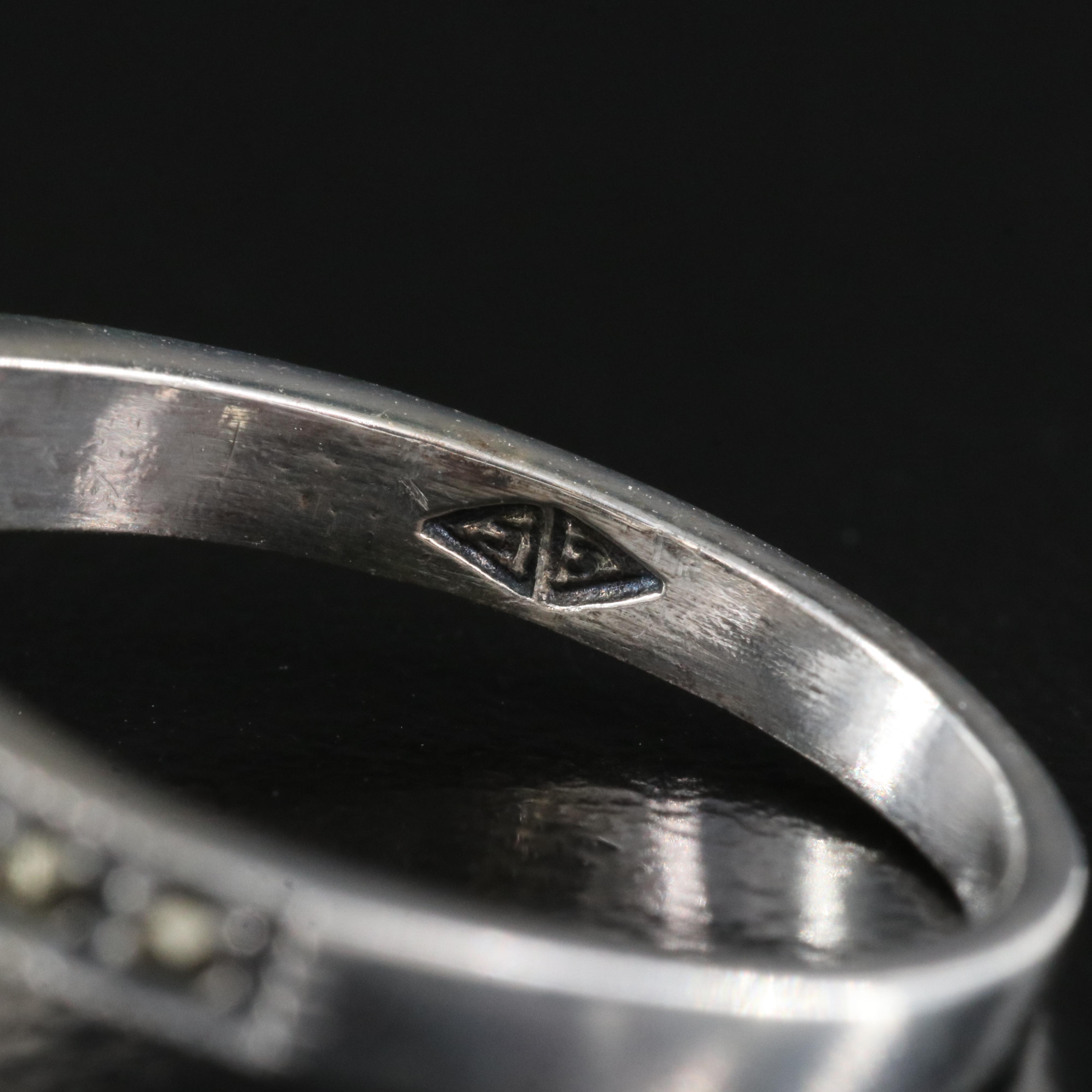 Sterling Faux Pearl and Marcasite Ring