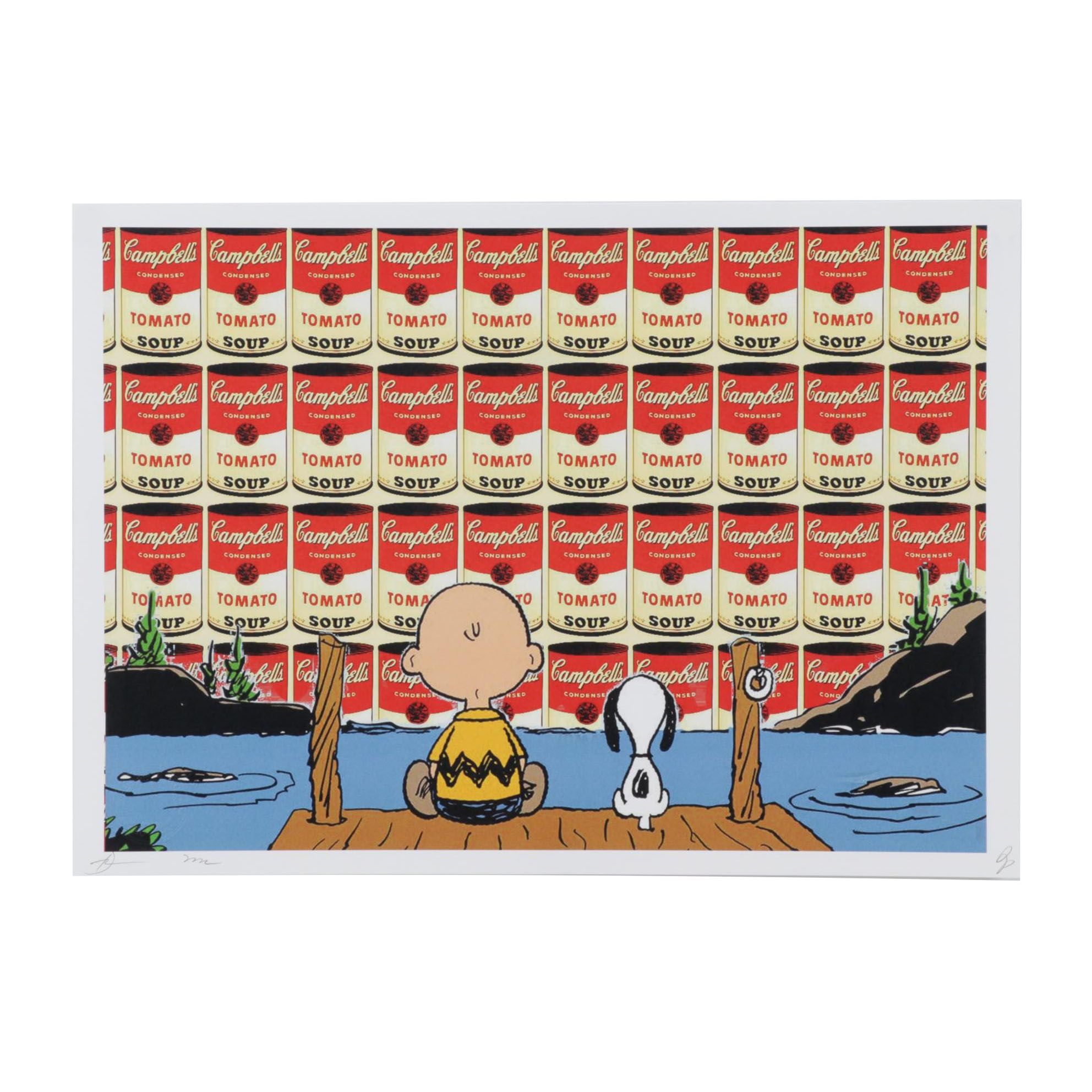 Death NYC Pop Art Graphic Print of Snoopy and Charlie Brown Against Warhol