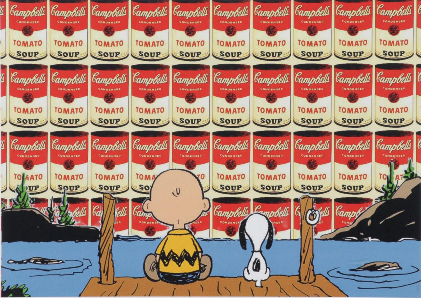 Death NYC Pop Art Graphic Print of Snoopy and Charlie Brown Against Warhol