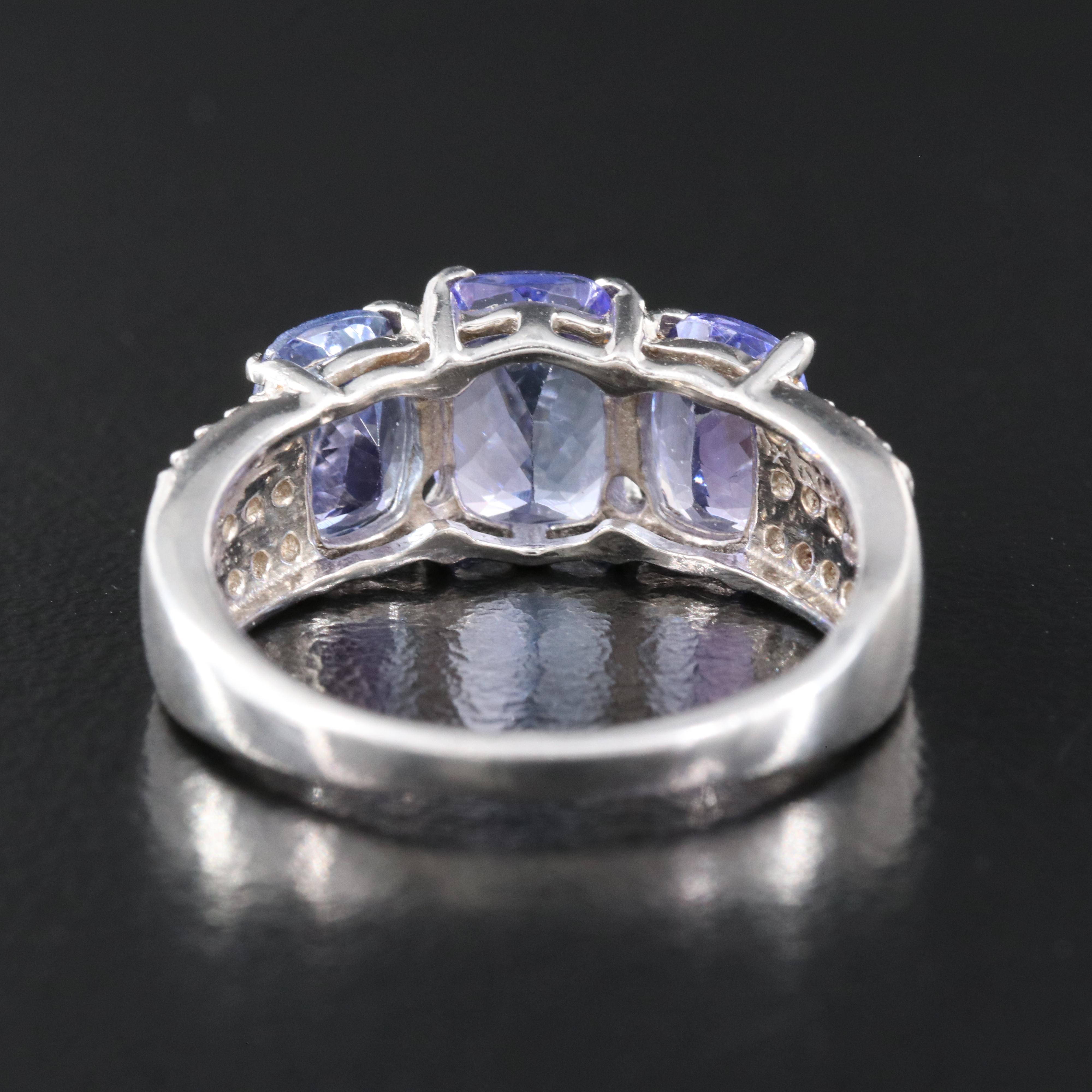 Sterling Tanzanite and White Sapphire Ring