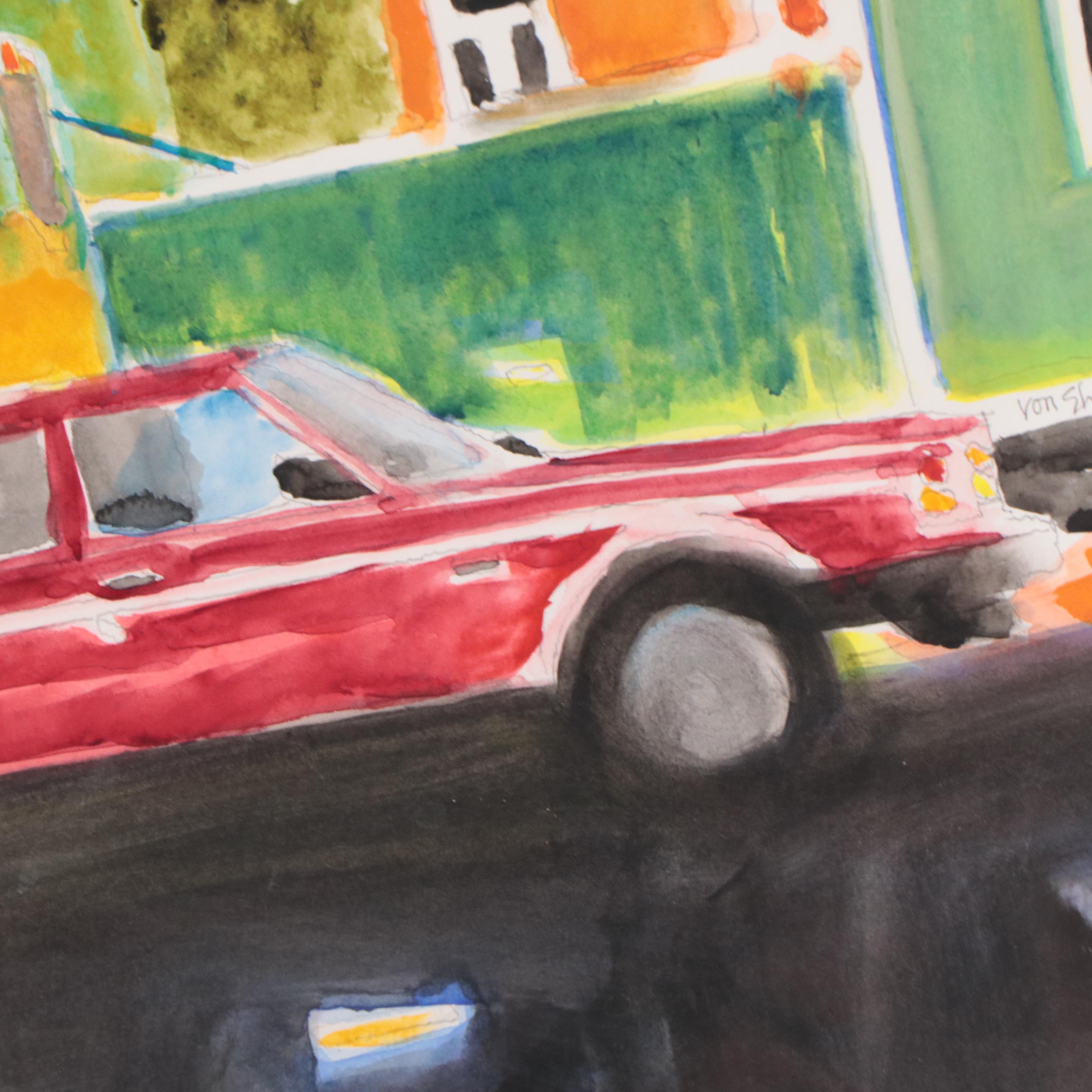 Watercolor Painting of Car, 1985