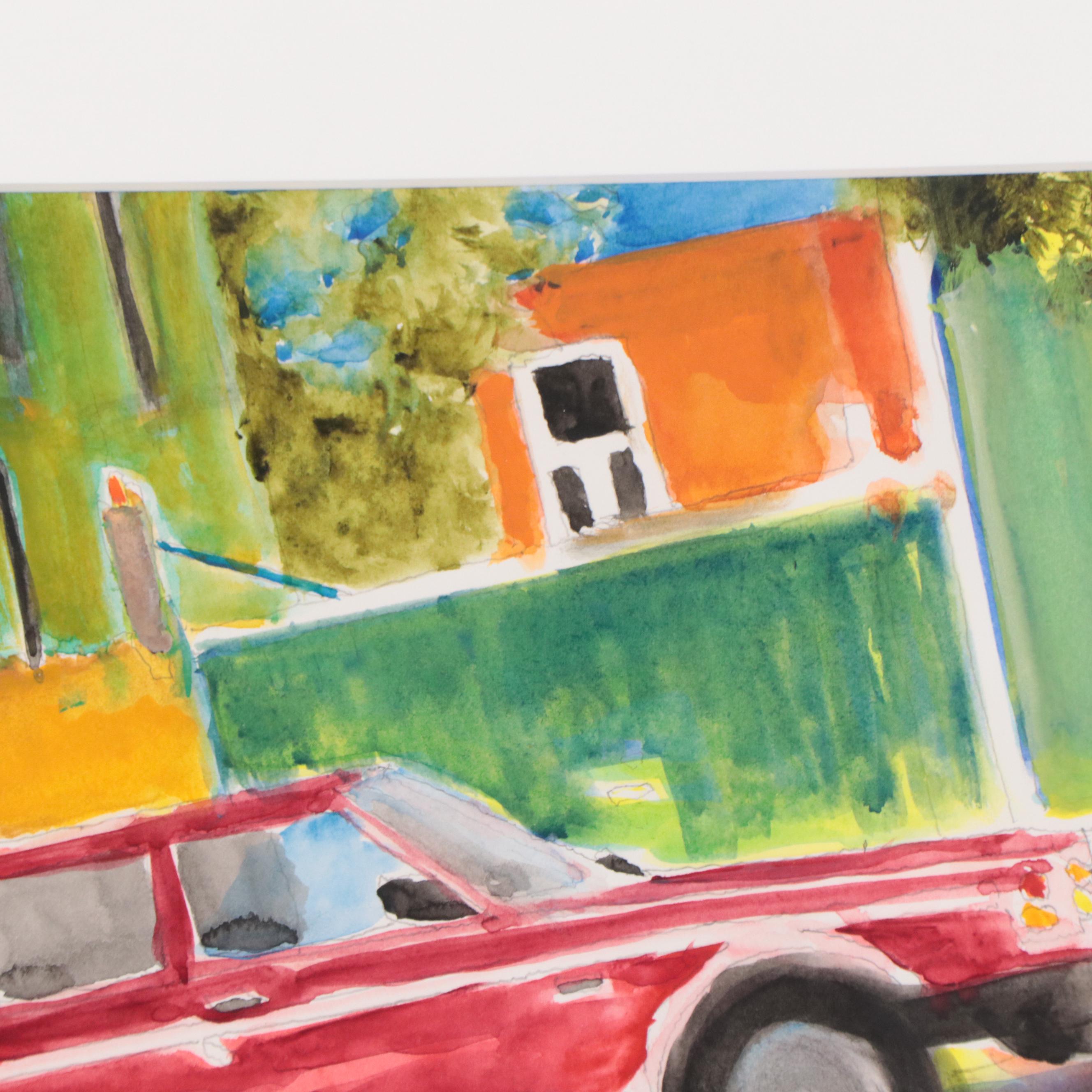 Watercolor Painting of Car, 1985