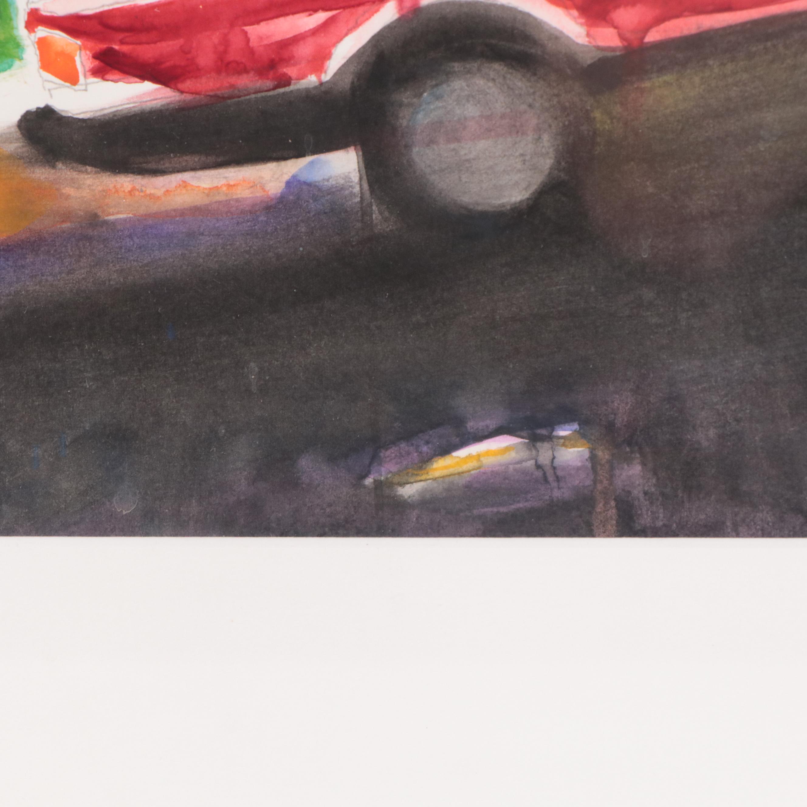 Watercolor Painting of Car, 1985