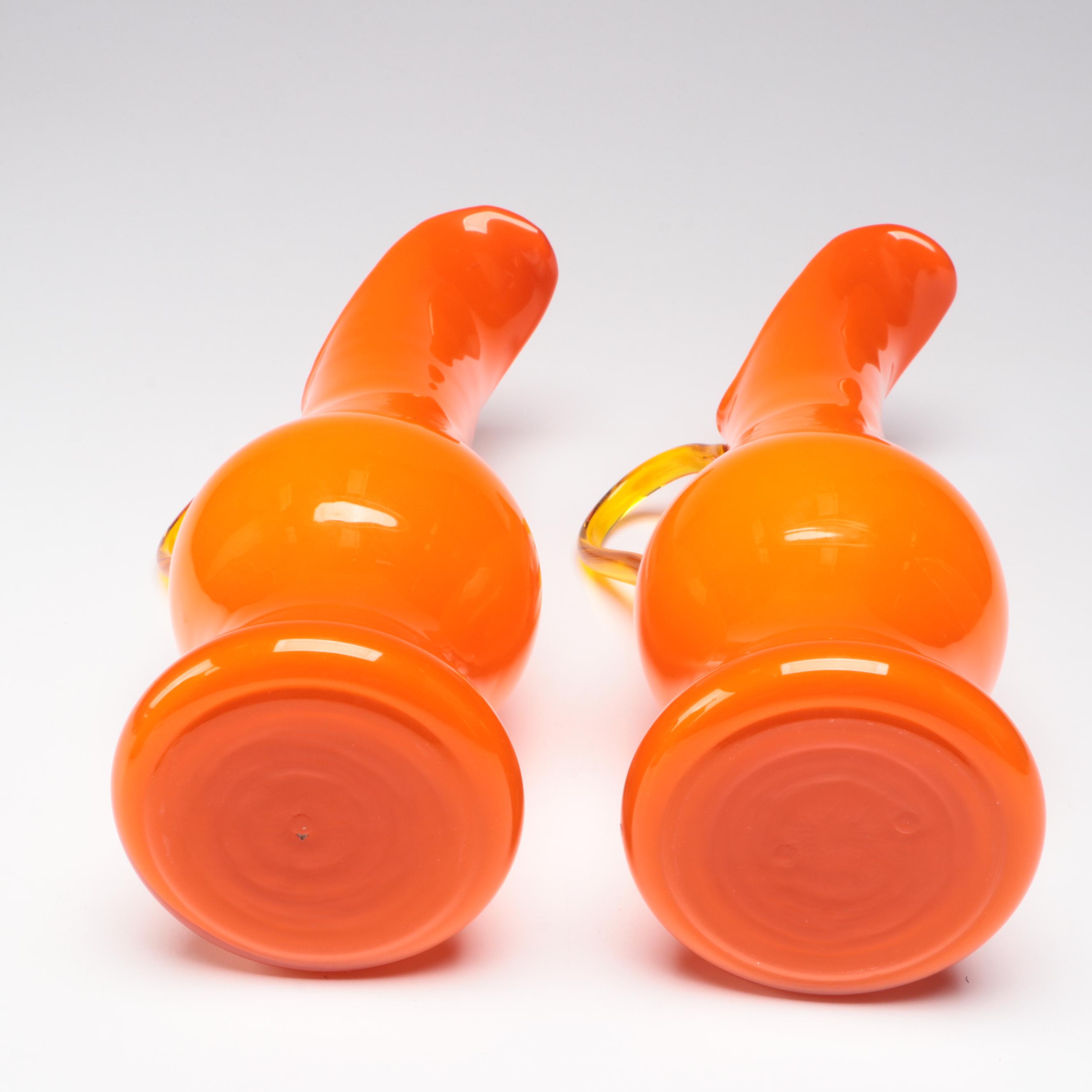 Empoli Circus Tent Style Glass Jar with Blown Glass Pitchers and Bud Vase