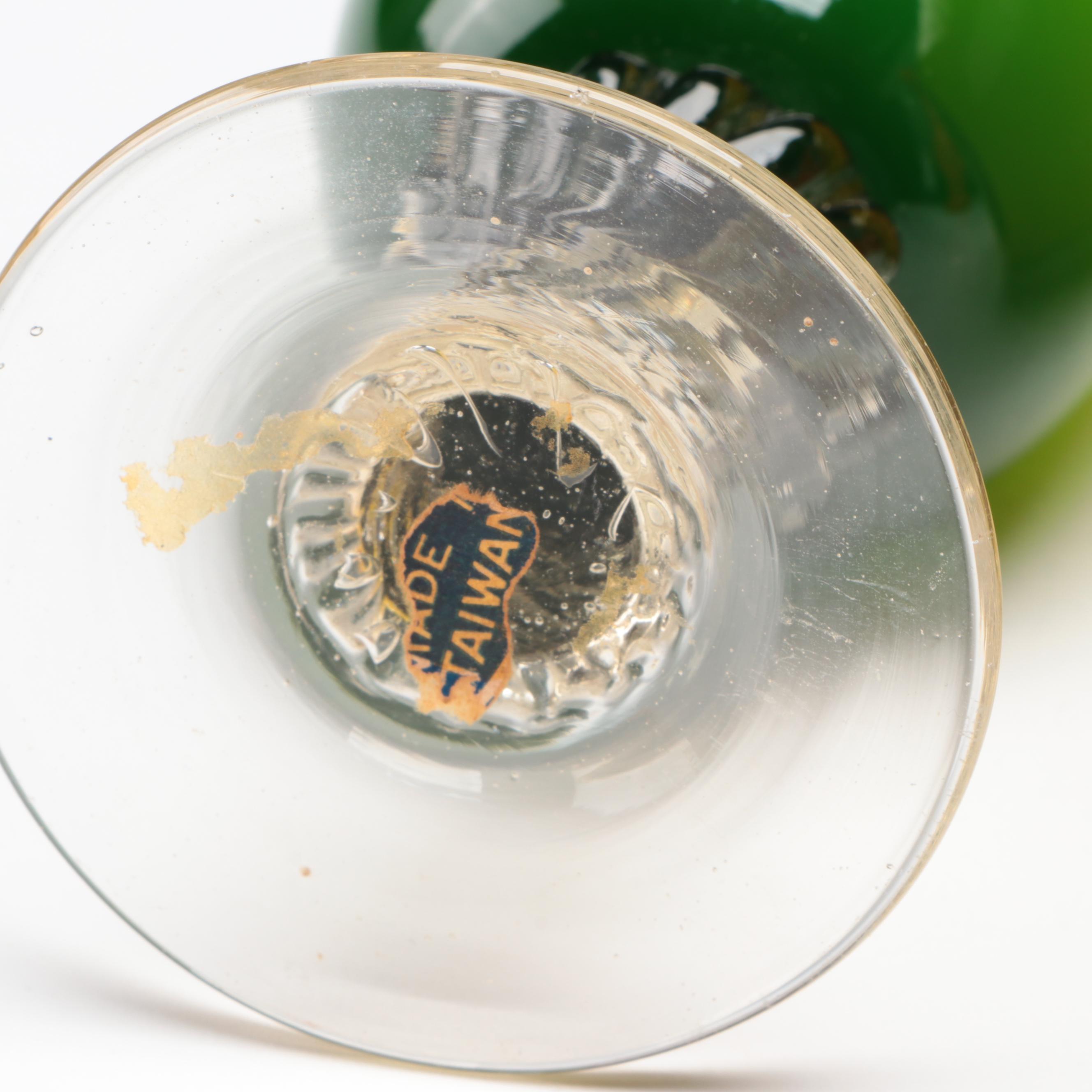 Empoli Circus Tent Style Glass Jar with Blown Glass Pitchers and Bud Vase