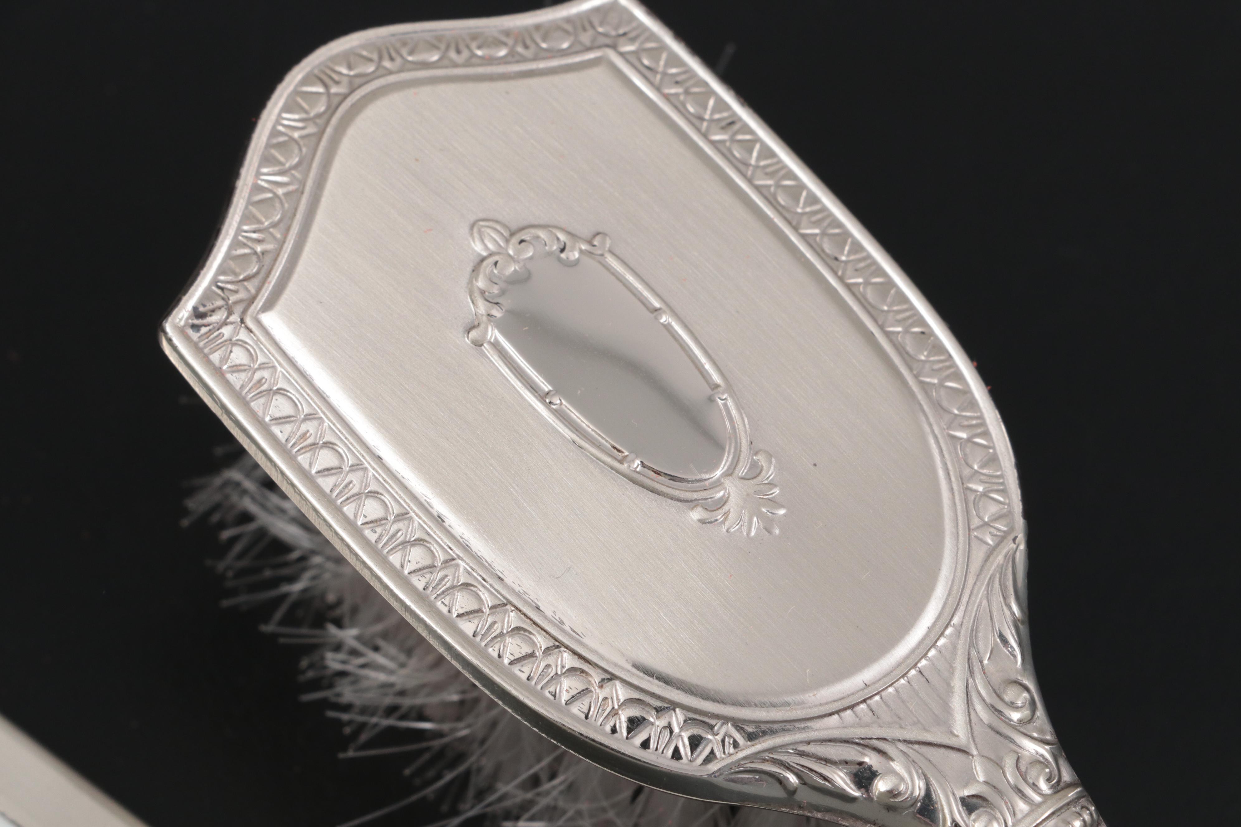 Towle Sterling Silver Hand Mirror and Brushes with Web Sterling Brush and Comb