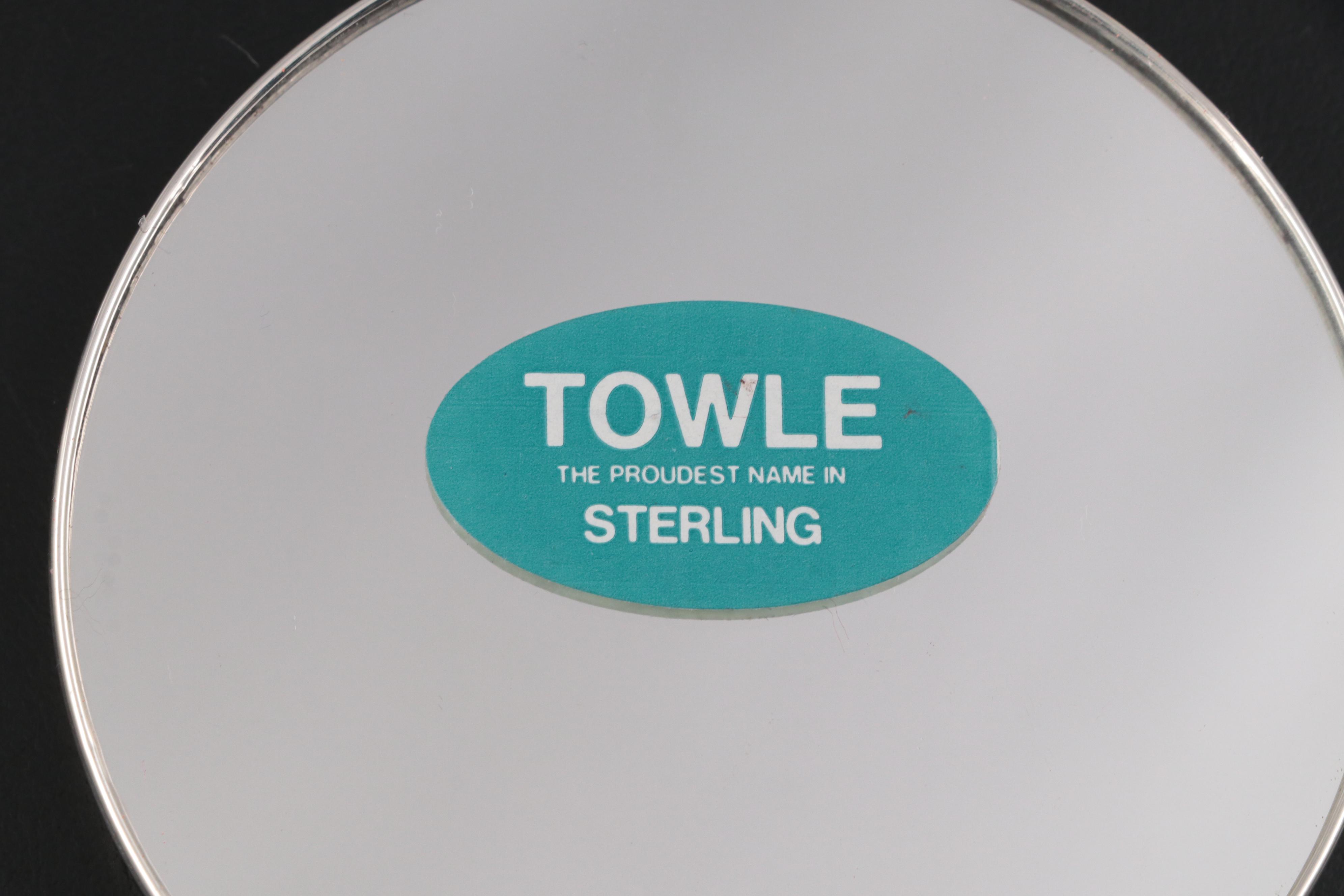 Towle Sterling Silver Hand Mirror and Brushes with Web Sterling Brush and Comb
