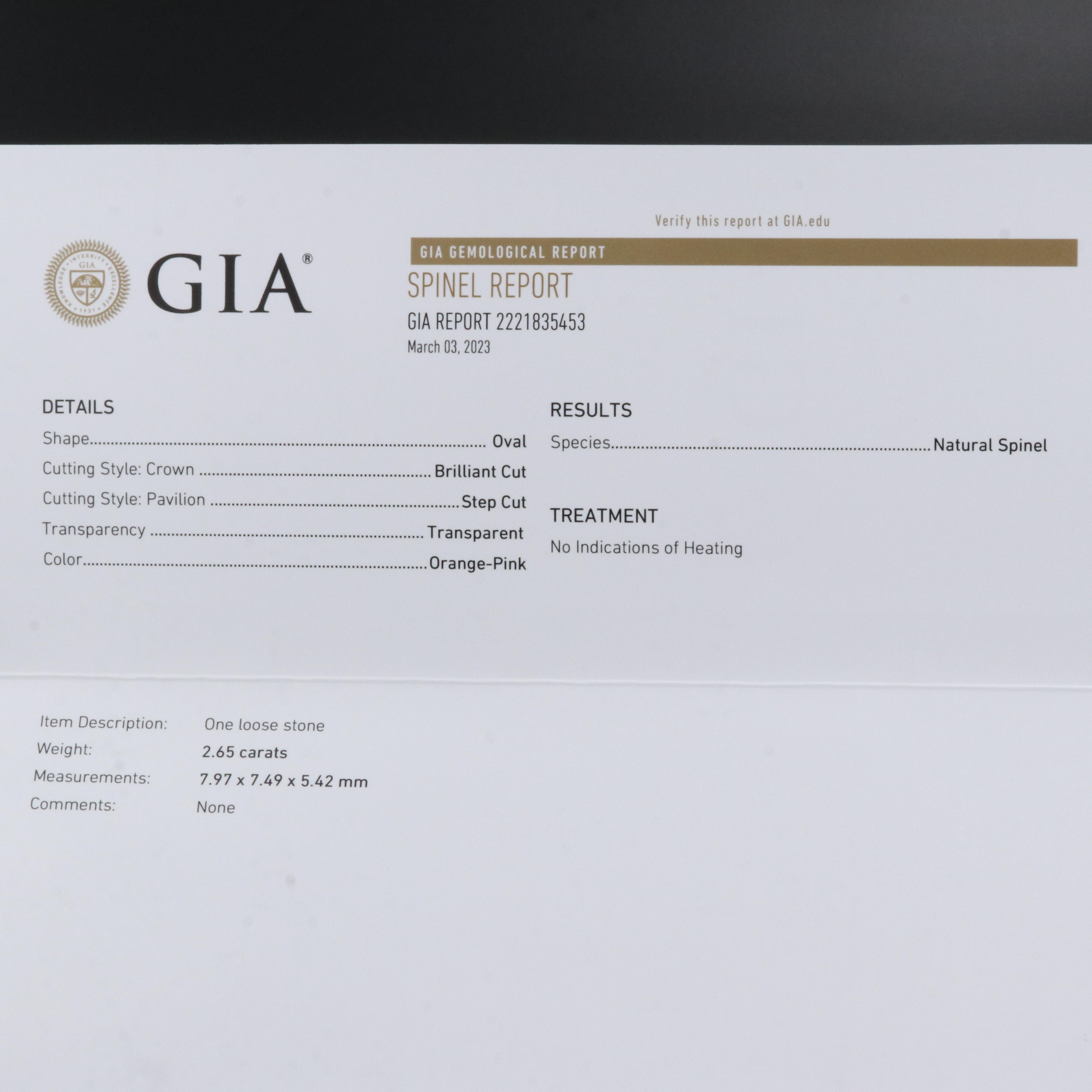 14K and 10K 2.65 CTW Spinel Ring with GIA Report