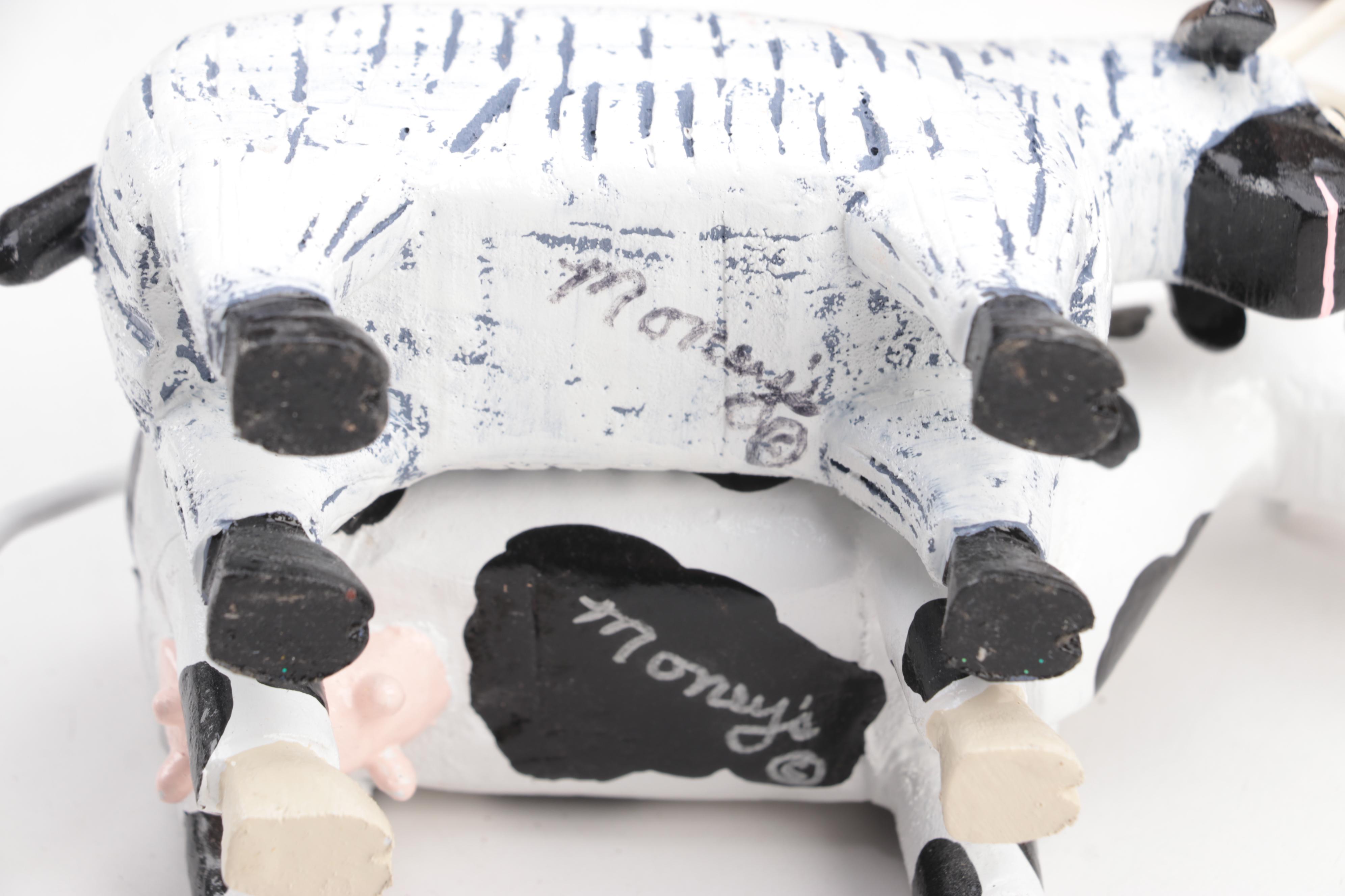 Lonnie and Twyla Money Folk Art Hand-Painted Carved Wood Noah's Ark and Animals