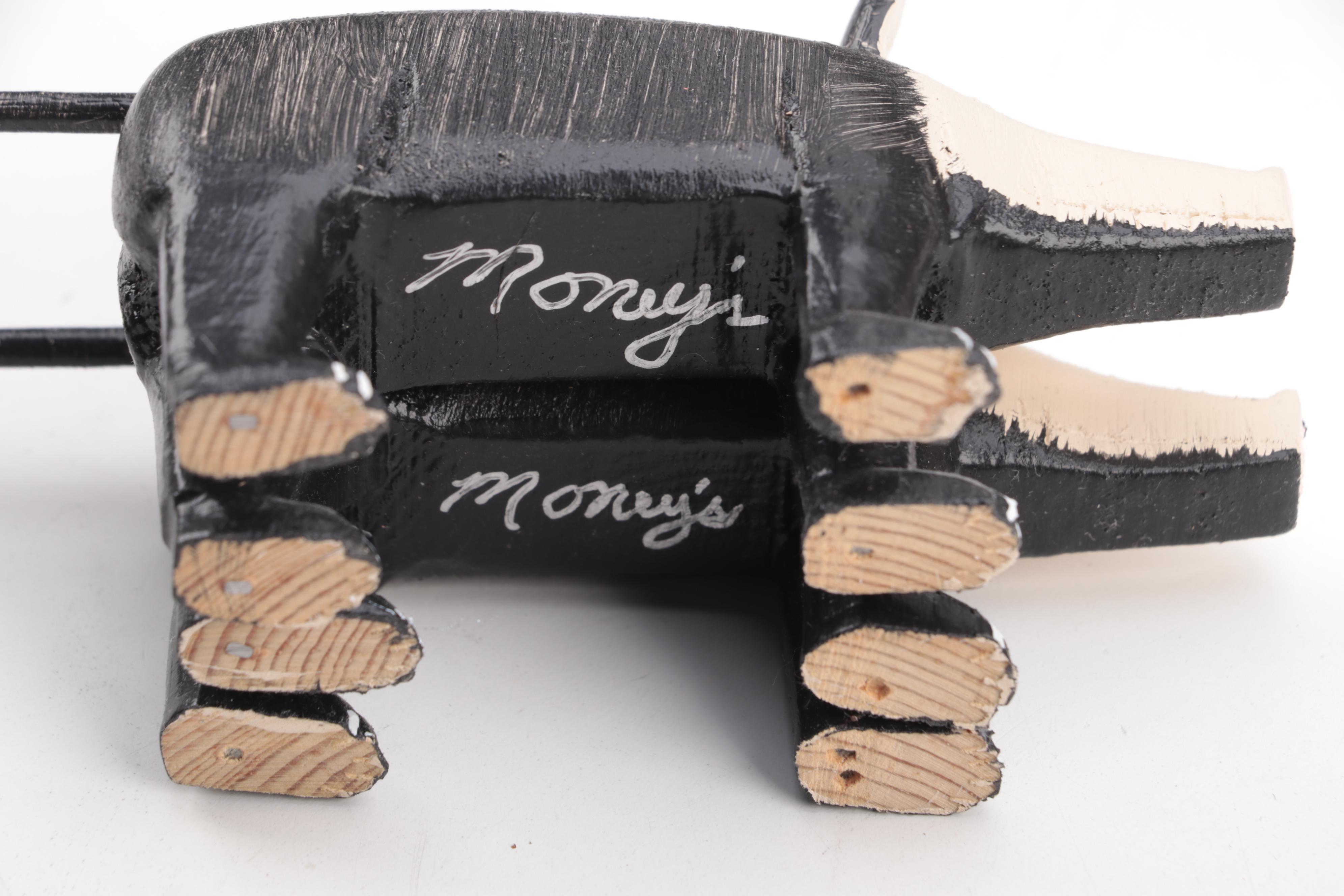 Lonnie and Twyla Money Folk Art Hand-Painted Carved Wood Noah's Ark and Animals