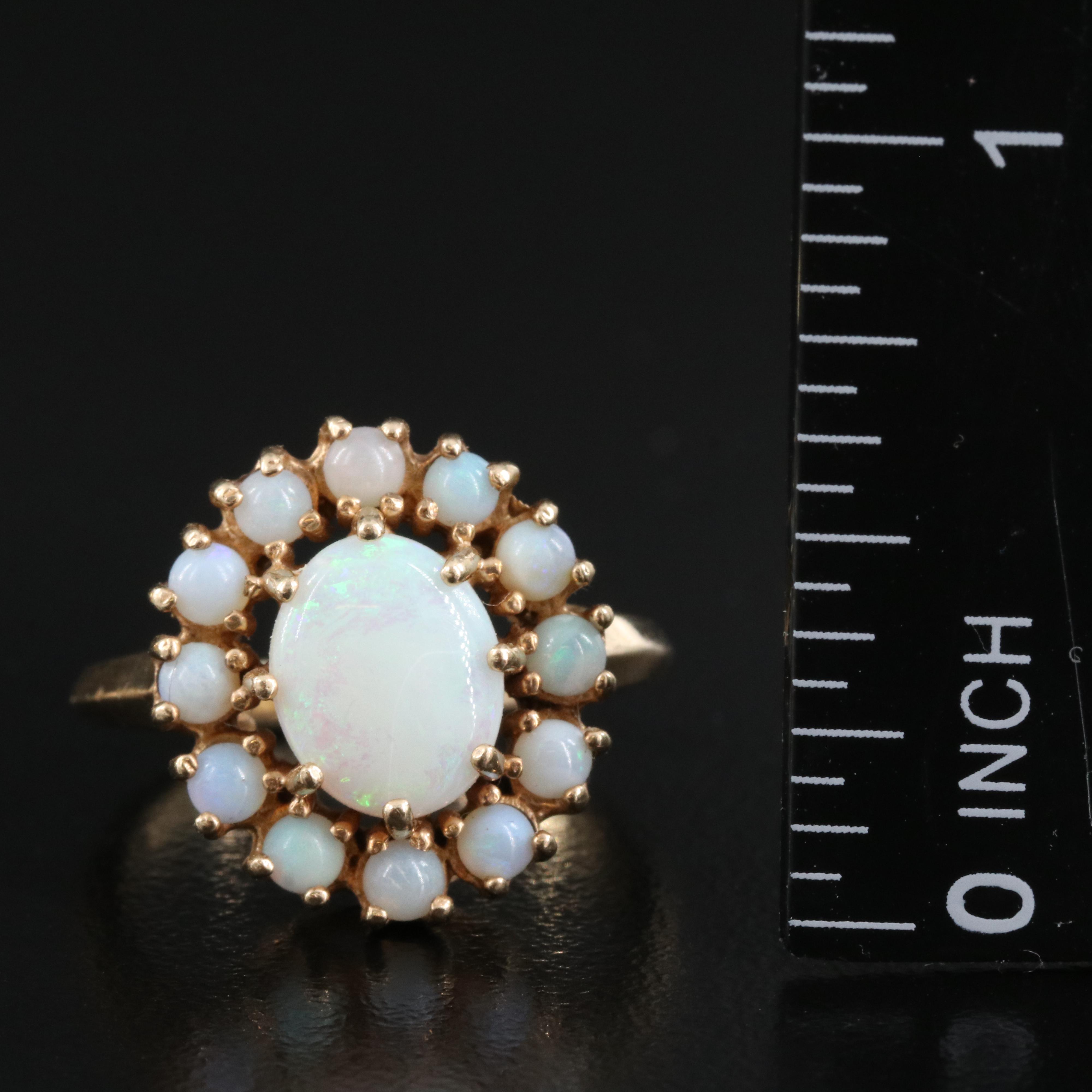 14K Gemstone Floral Earring and Ring Set with 10K Opal Ring