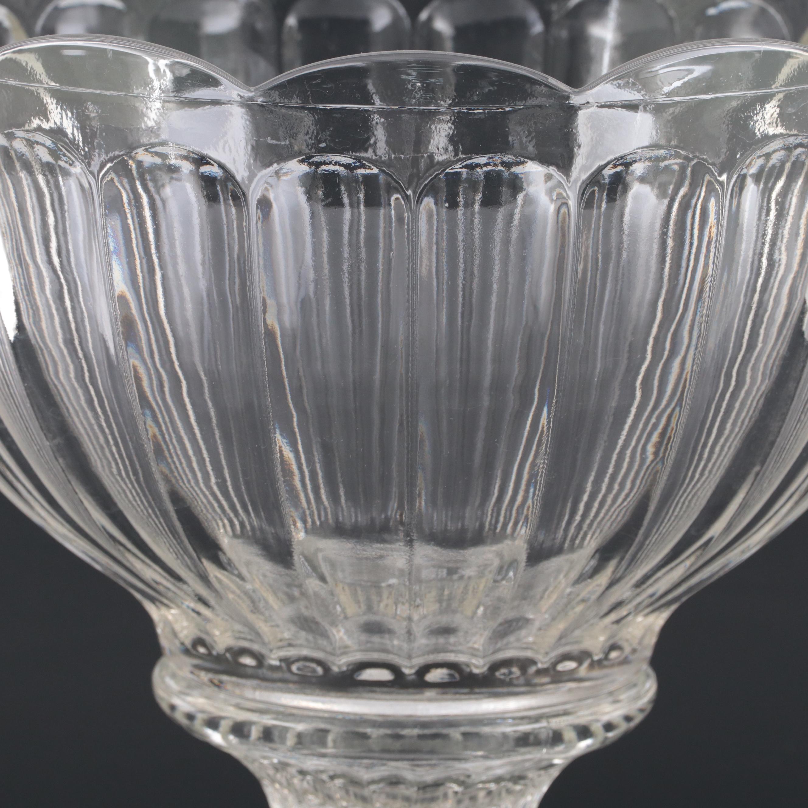 Pressed Glass Punch Bowl with Stand and Punch Cups