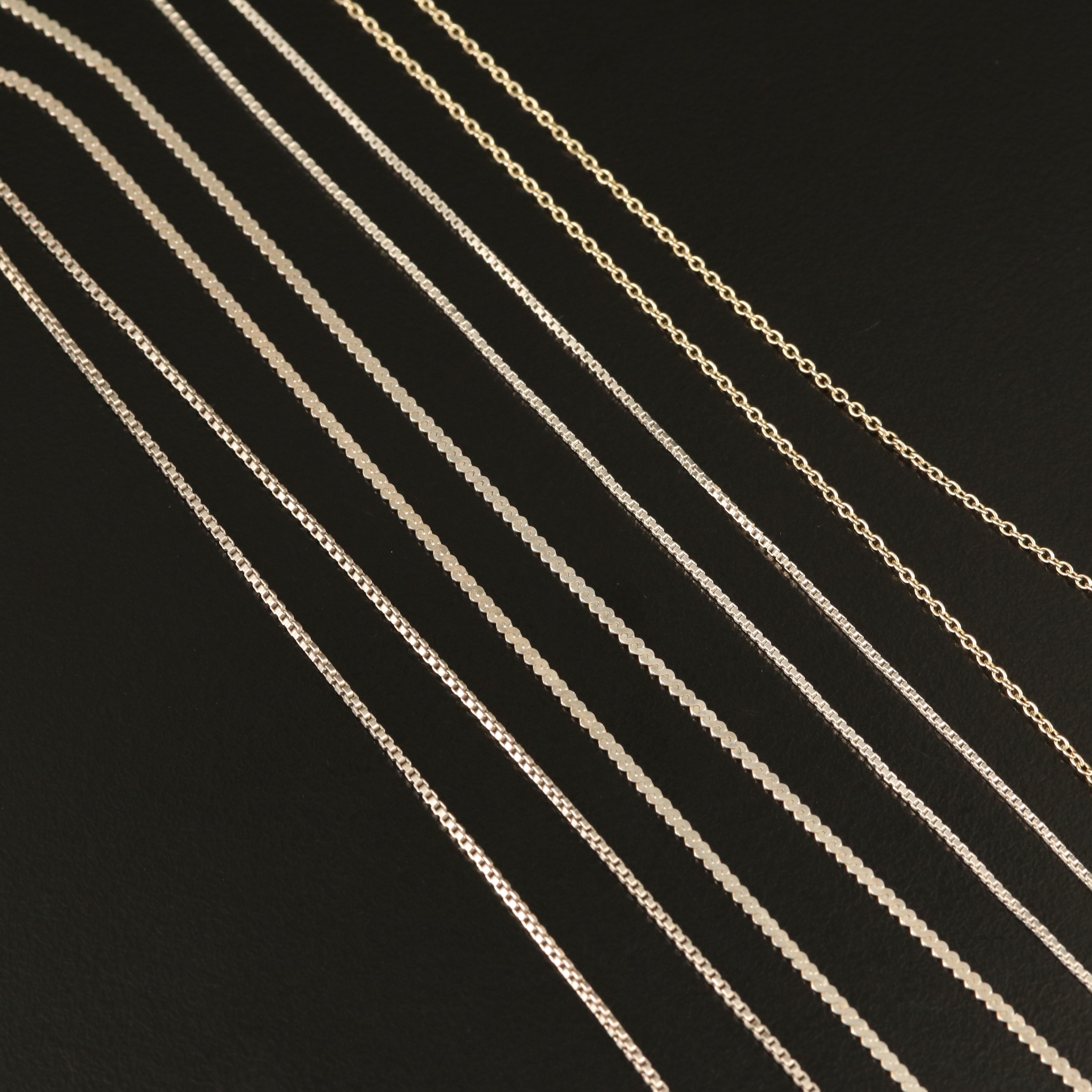 Sterling Chain Necklaces Including Rope, Serpentine and Snake Chains