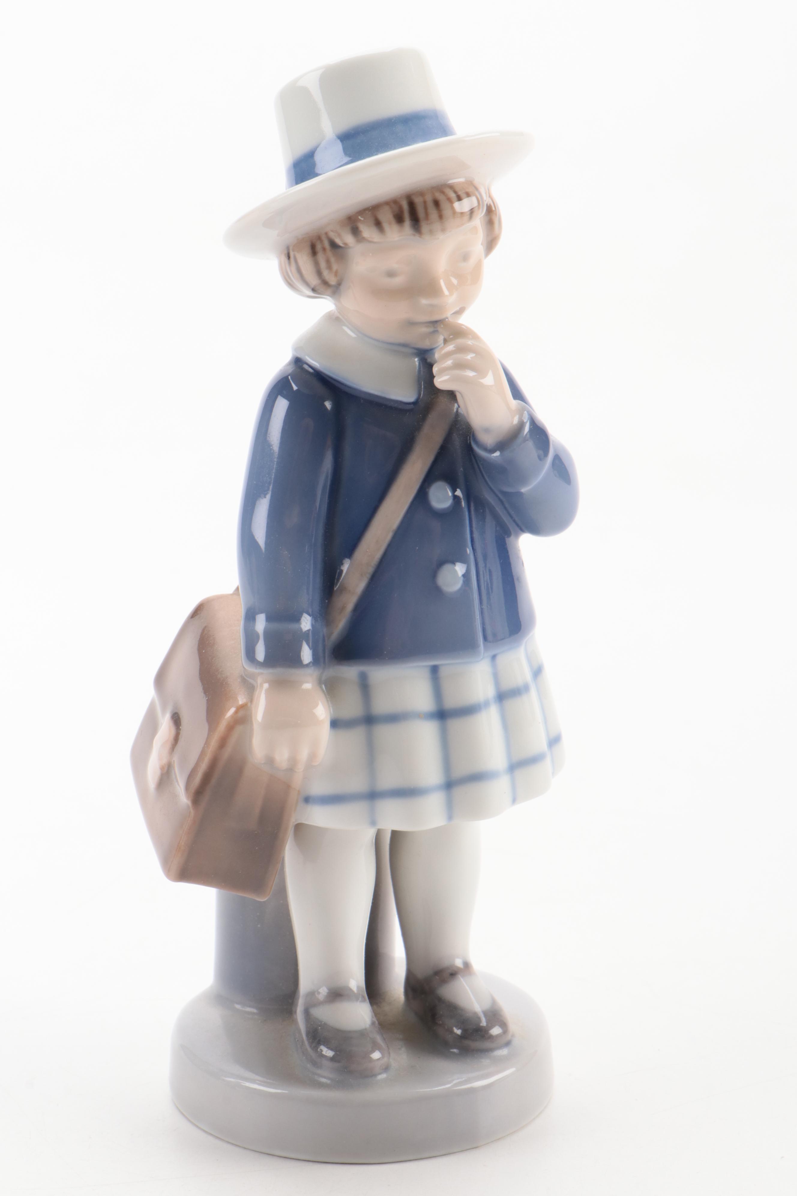 "Girl With Satchel" and Other Royal Copenhagen Porcelain Figurines