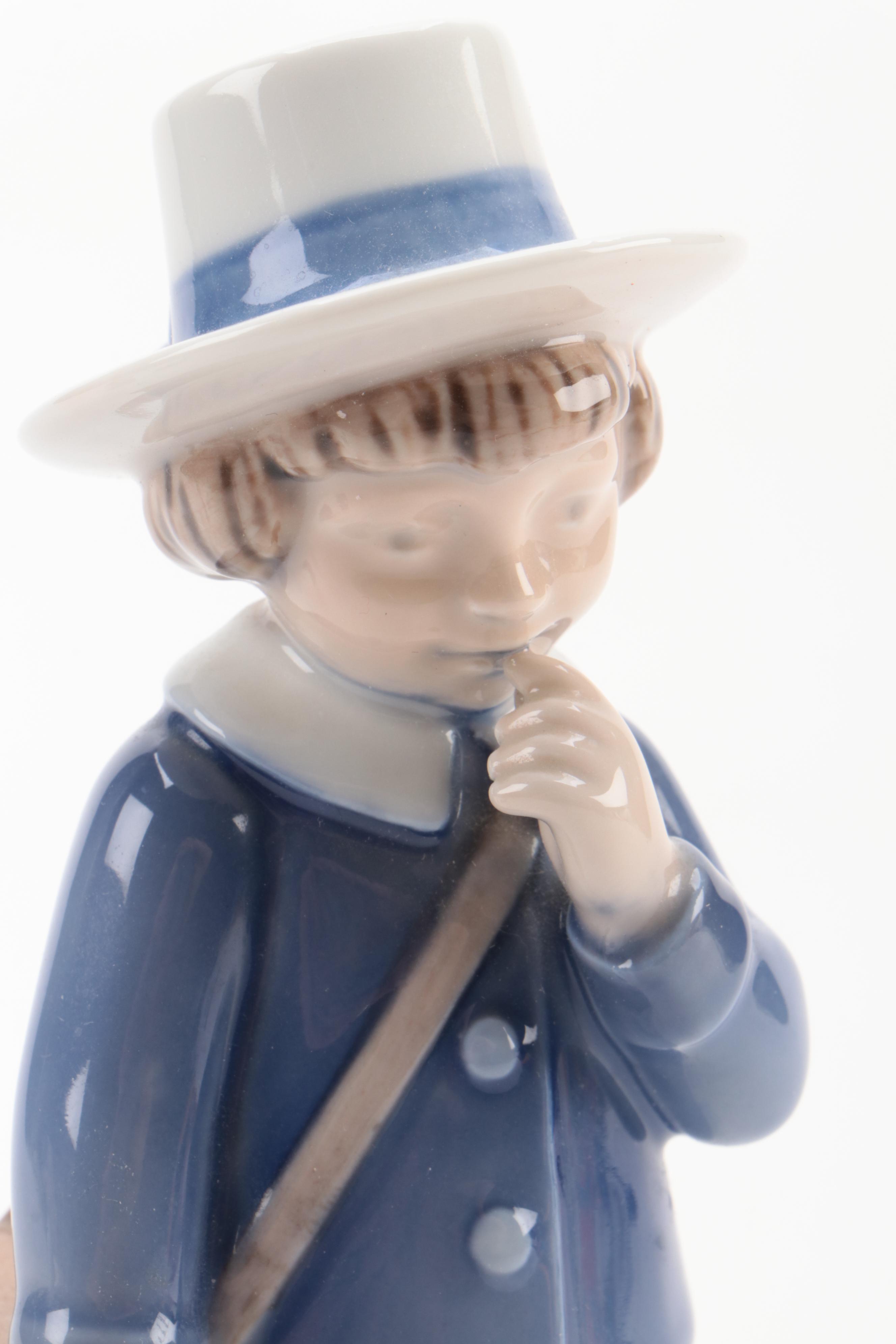 "Girl With Satchel" and Other Royal Copenhagen Porcelain Figurines
