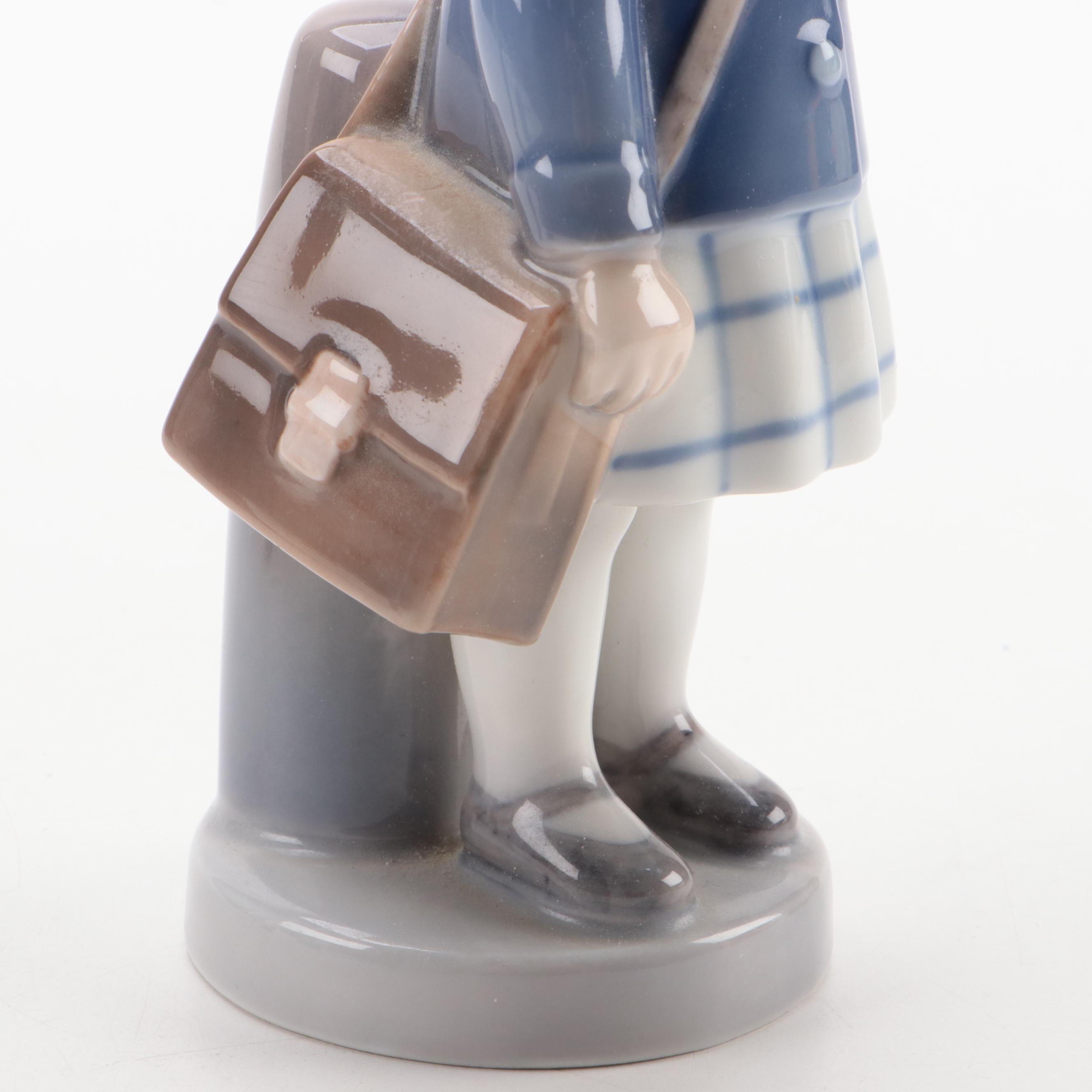 "Girl With Satchel" and Other Royal Copenhagen Porcelain Figurines