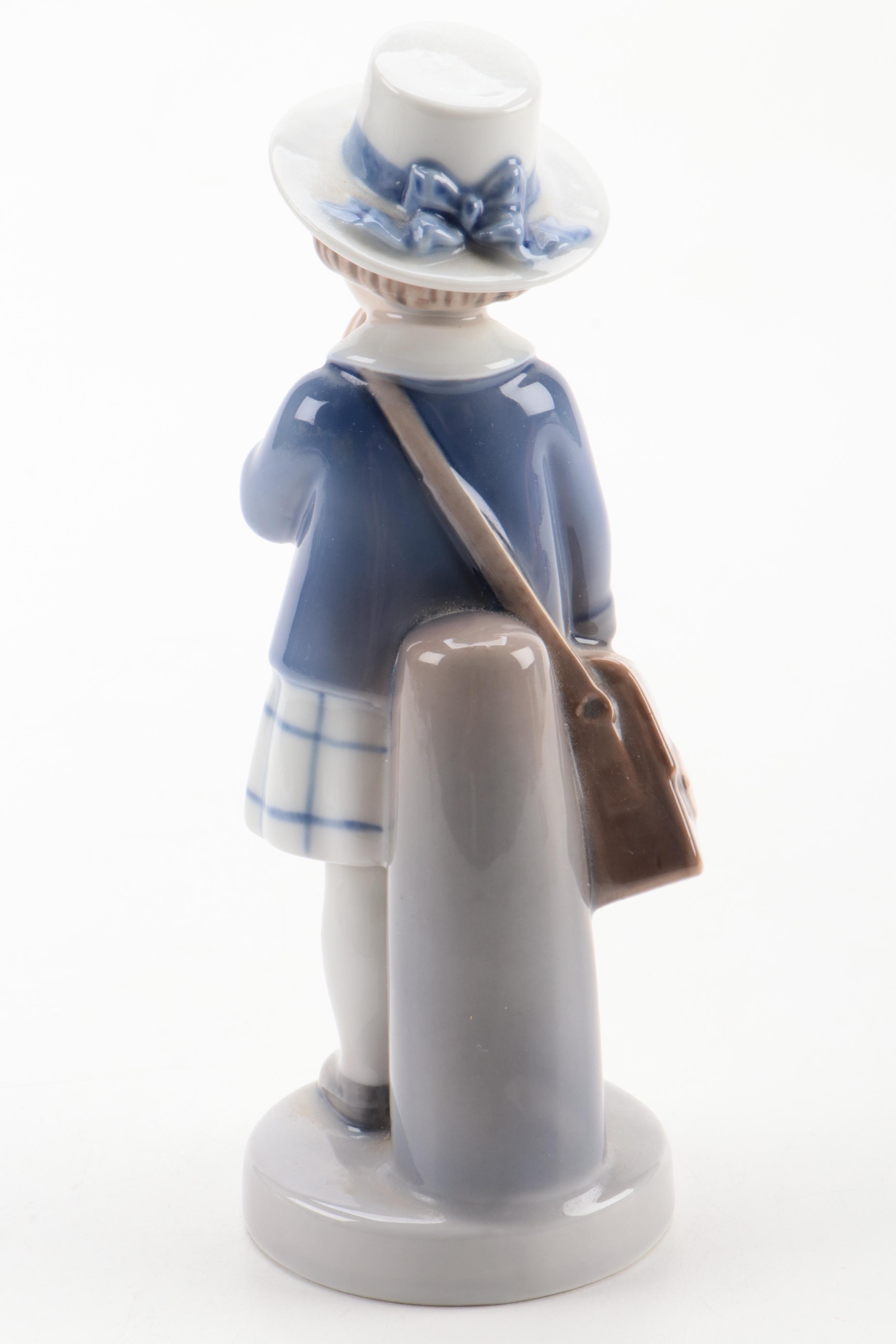 "Girl With Satchel" and Other Royal Copenhagen Porcelain Figurines