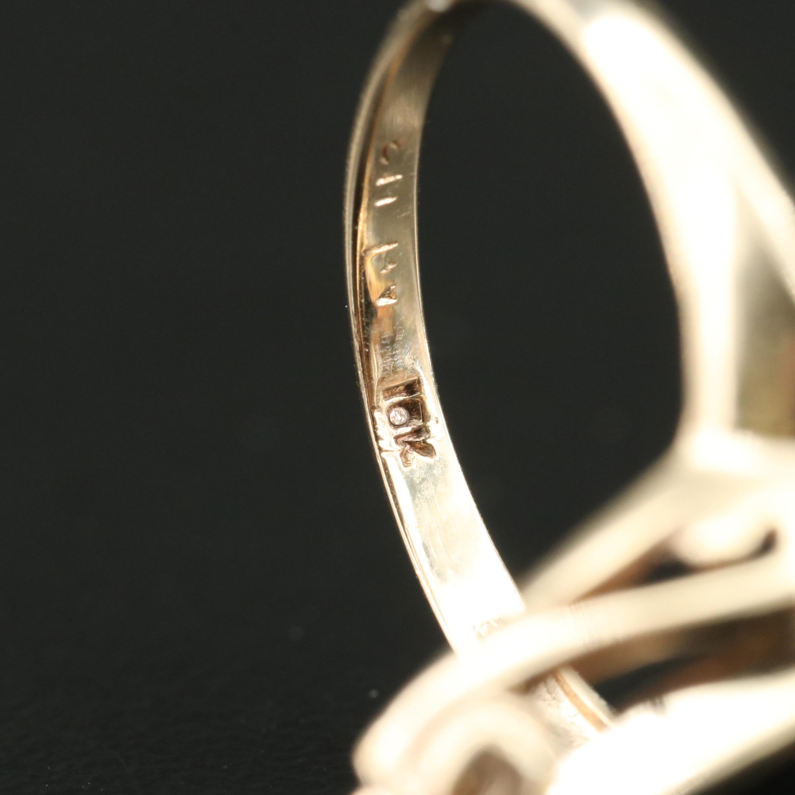 10K Black Onyx and Diamond Navette Ring